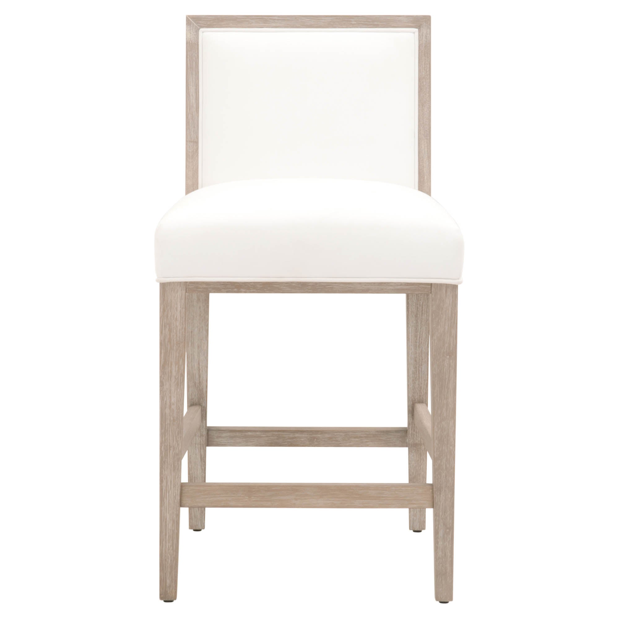 Essentials For Living Martin Counter Stool in natural gray rubberwood frame with white upholstered seat and back