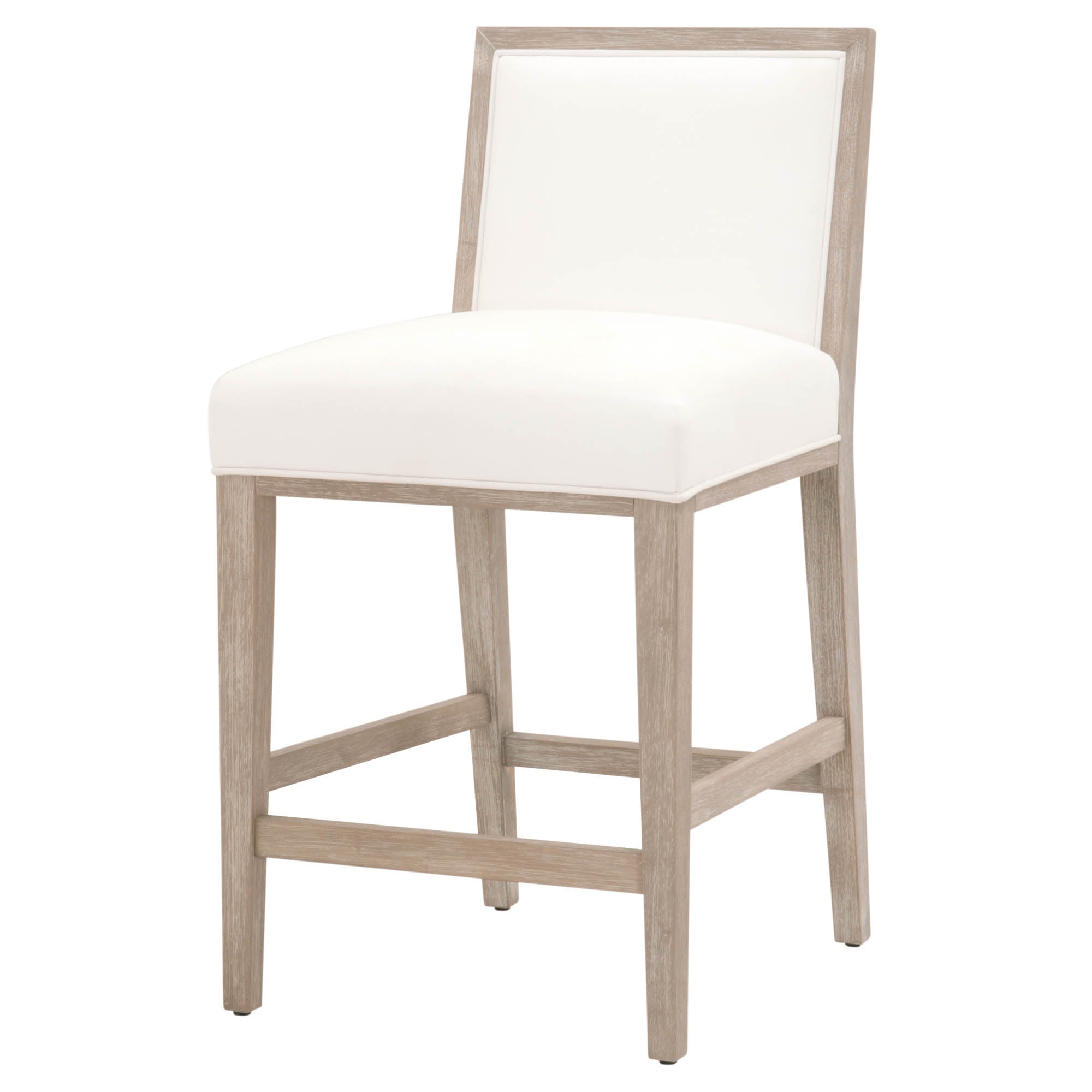 Essentials For Living Martin Counter Stool with natural gray wood frame and white upholstered seat and back
