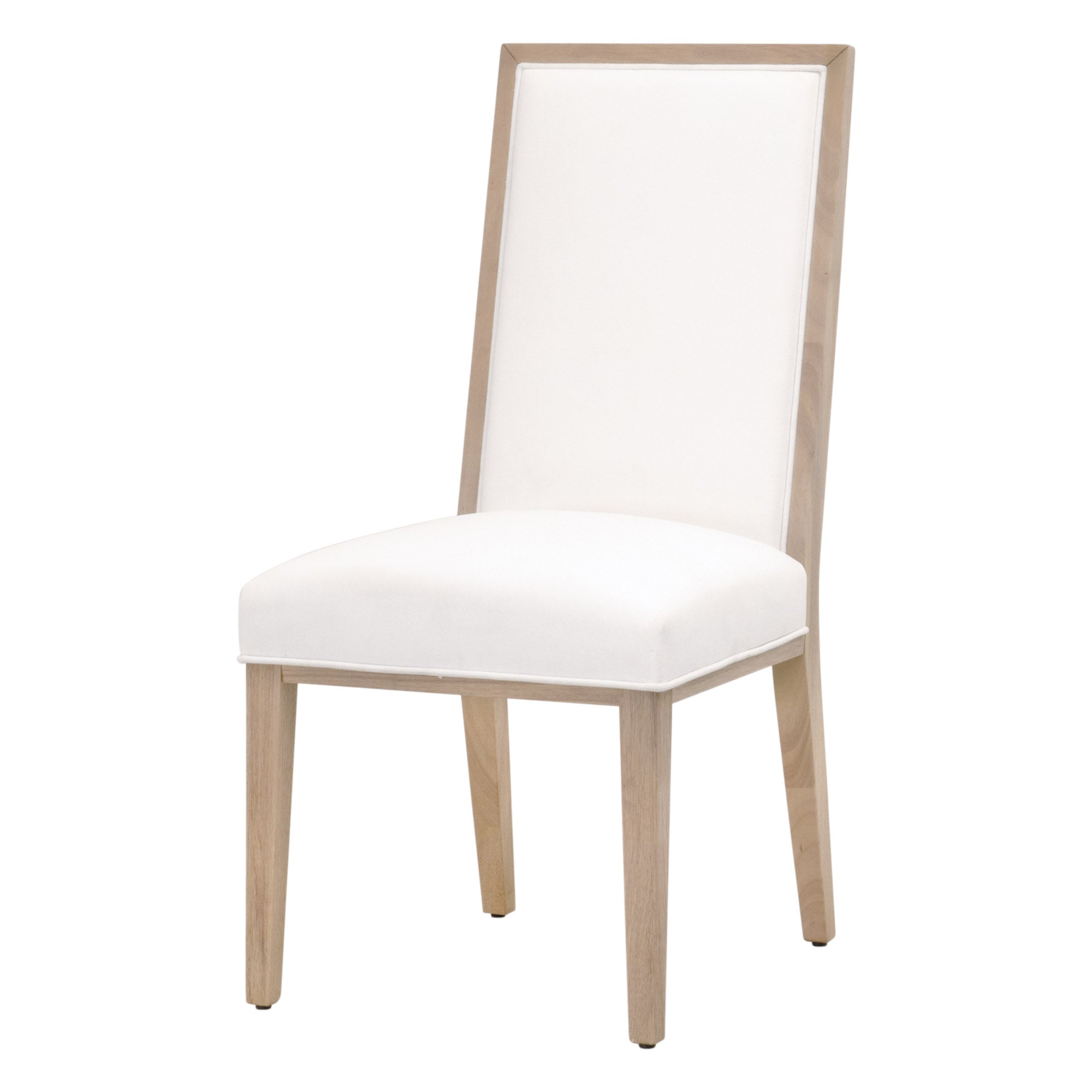Essentials for Living Martin Dining Chair with natural wood frame and white upholstered seat and back in a modern style