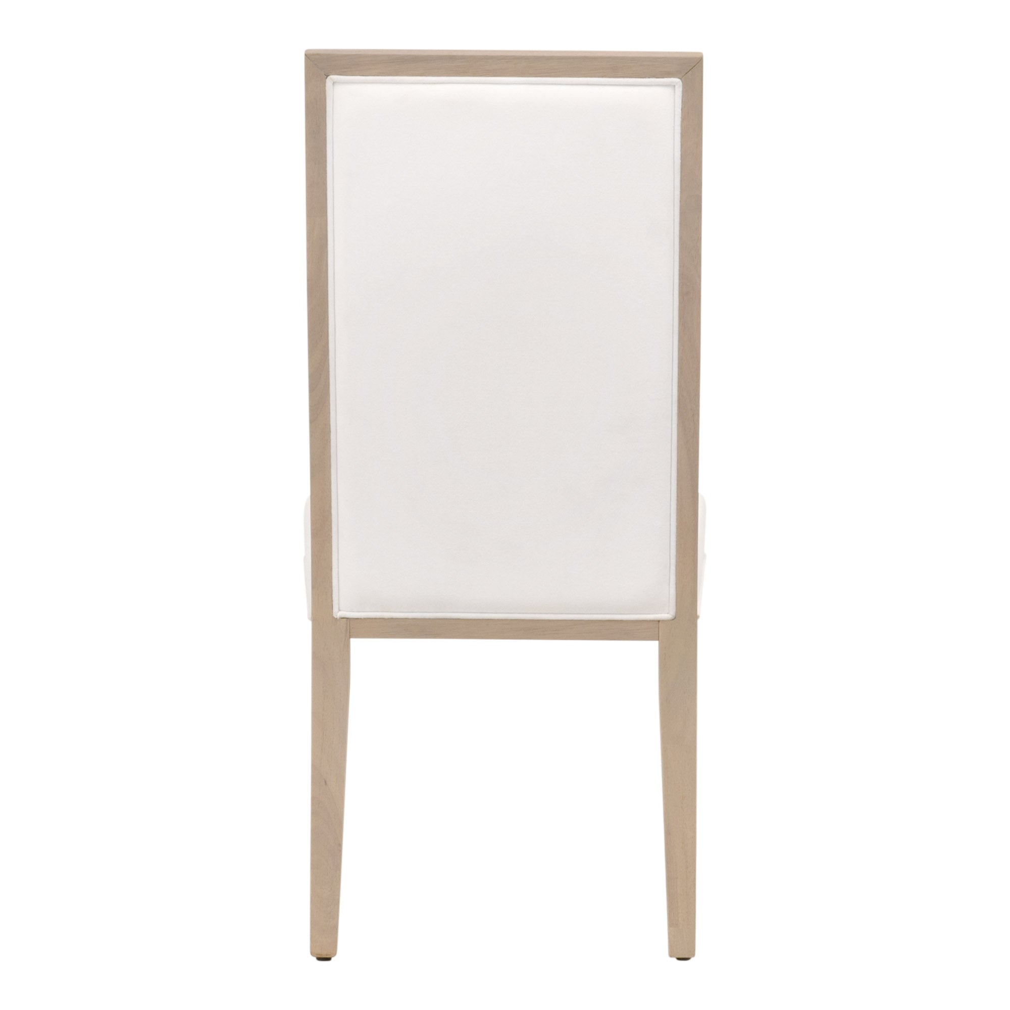 Essentials for Living Martin Dining Chair in natural gray rubberwood with soft white upholstered back and seat