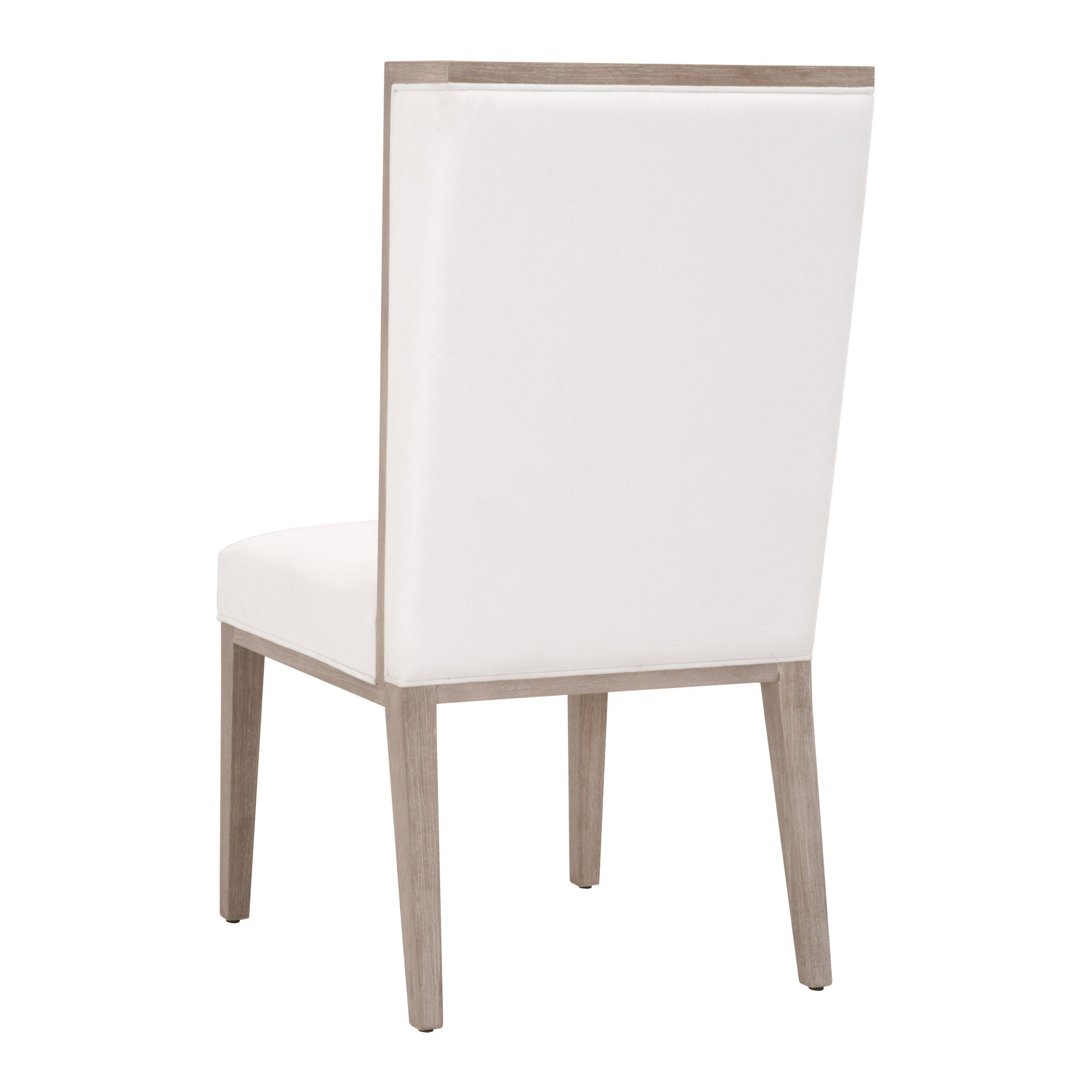 Essentials for Living Martin Wing Chair set of 2 with white upholstery and natural gray solid rubberwood frame back view