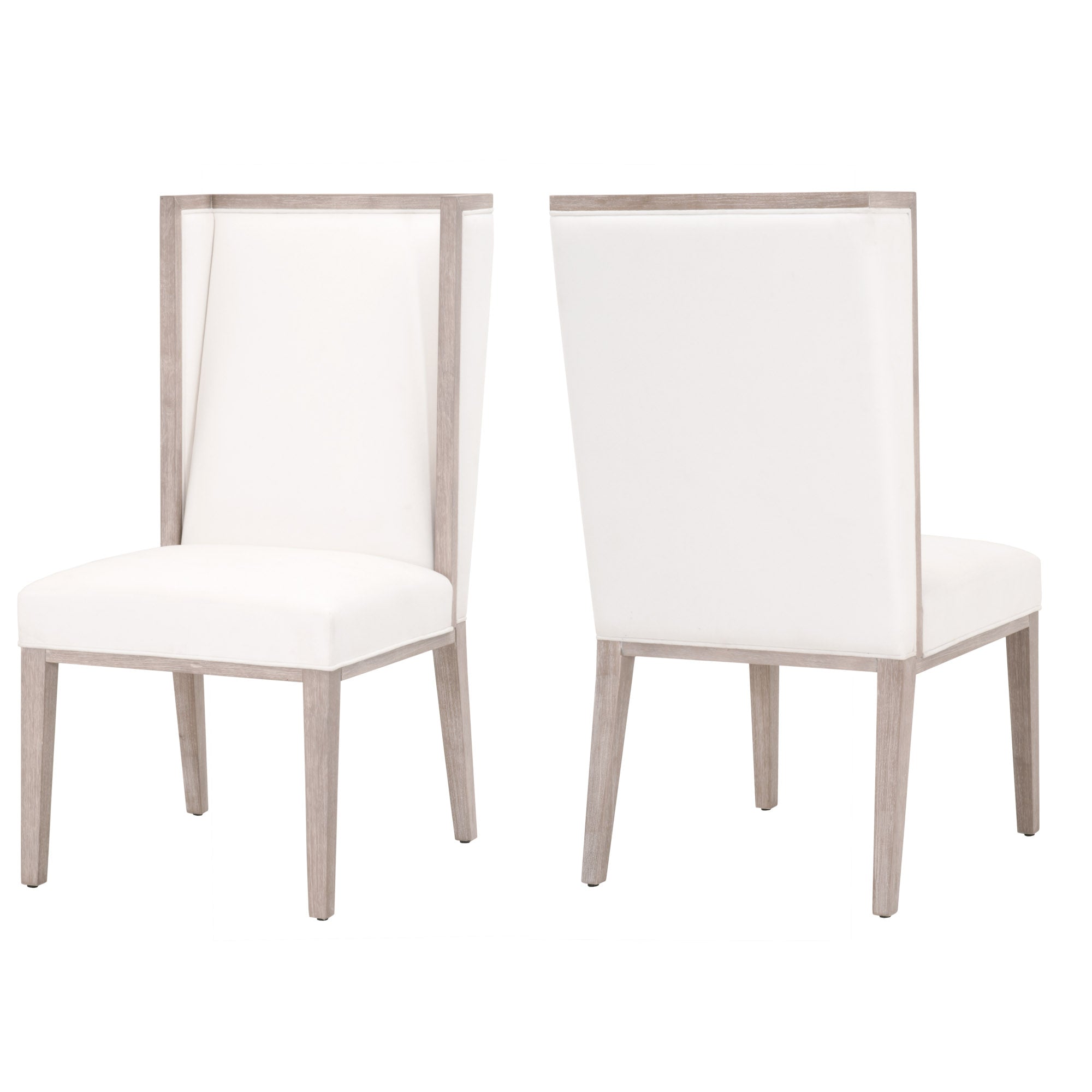 Set of two Martin Wing Chairs by Essentials For Living with light gray wood frame and white upholstery