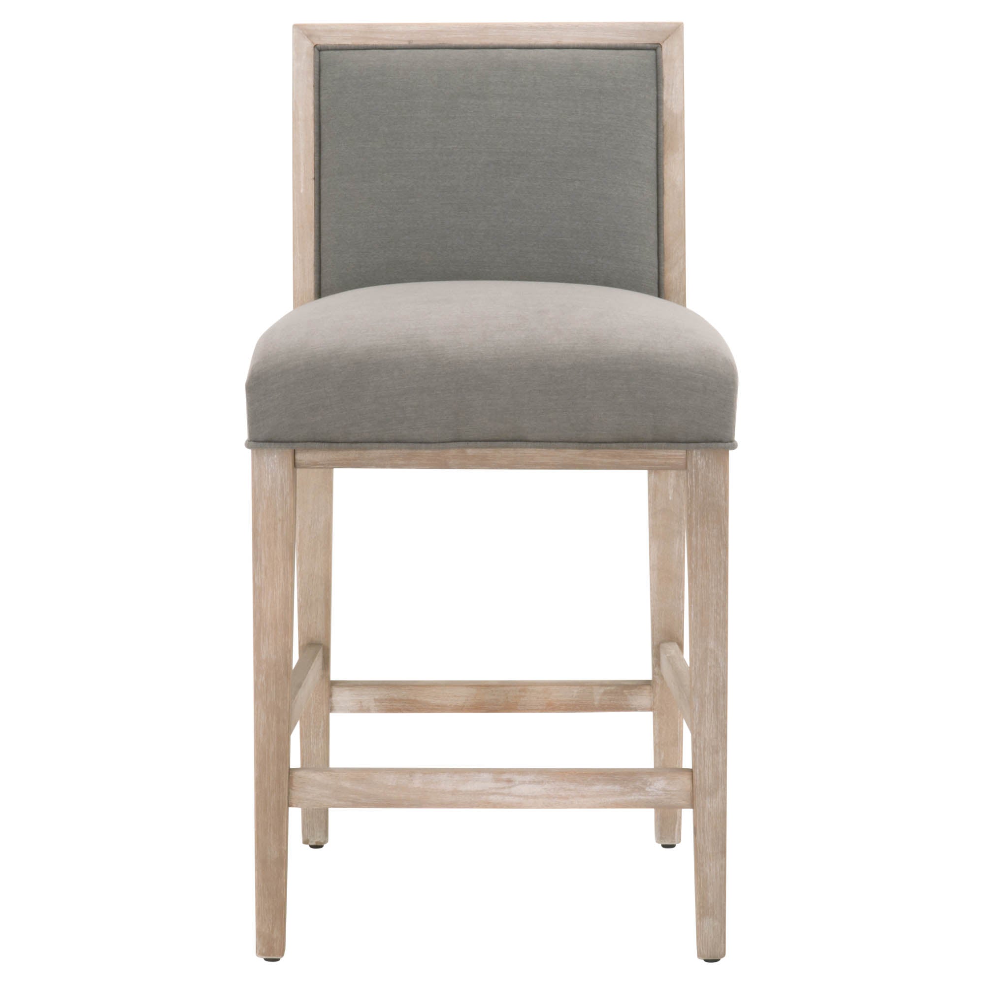 Essentials for Living Martin Counter Stool with natural gray wood frame and slate fabric upholstery, sturdy and stylish design