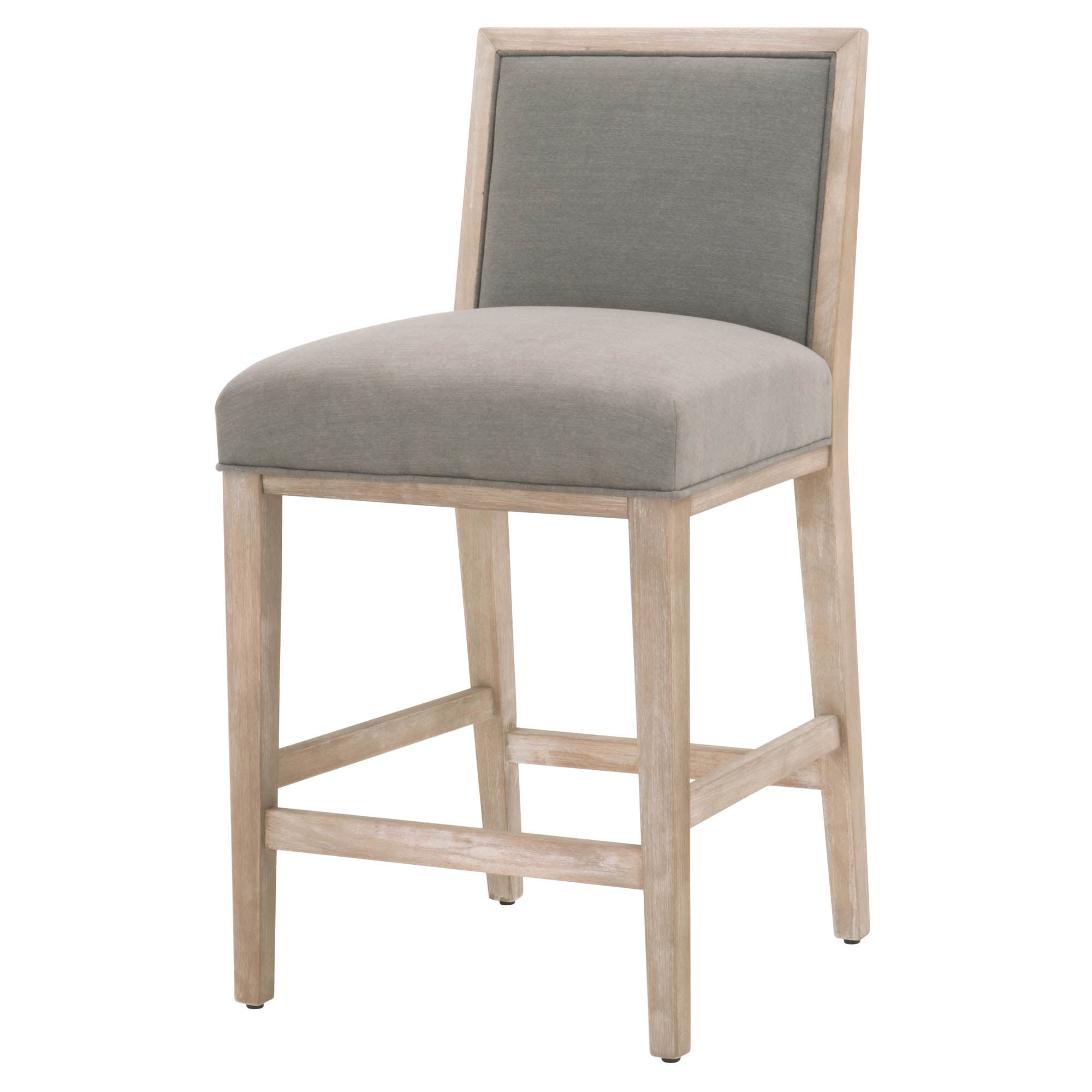 Martin Counter Stool with natural gray wood frame and slate fabric upholstery by Essentials for Living, ideal for kitchen seating