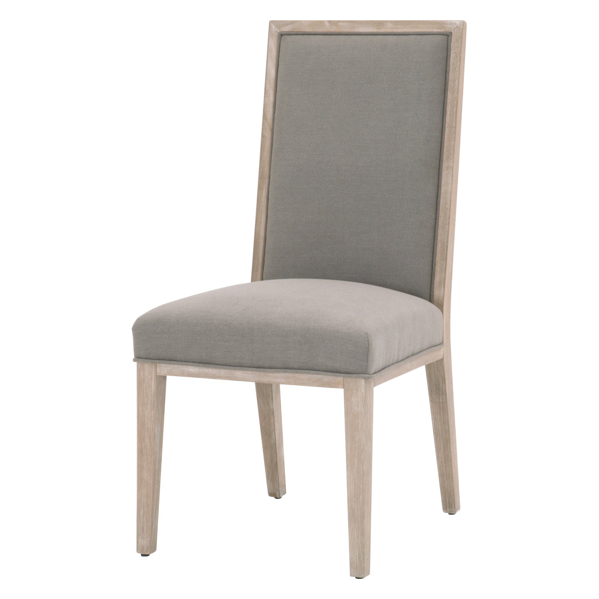Martin Dining Chair by Essentials for Living with gray upholstered seat and solid rubberwood frame in natural finish
