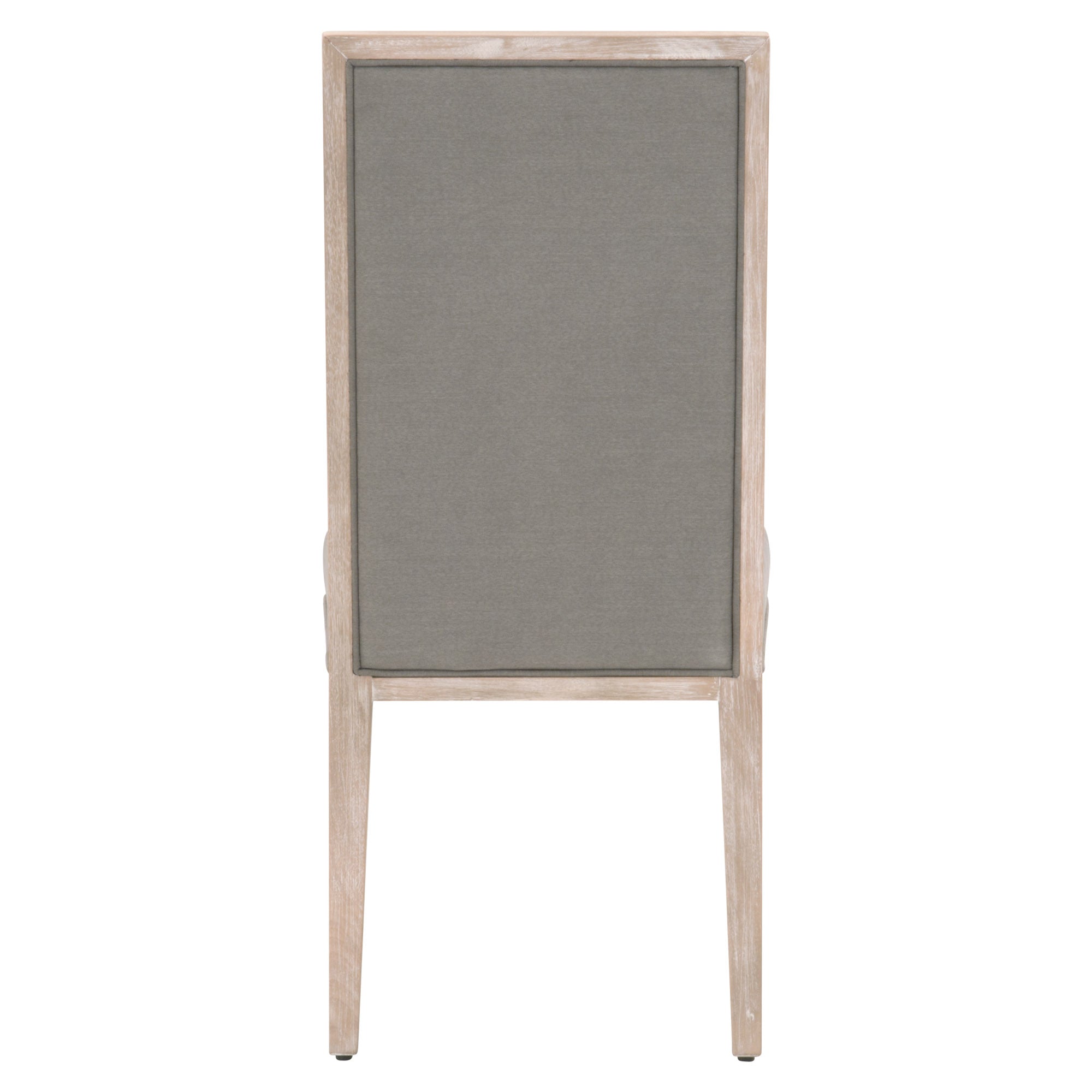 Back view of Martin Dining Chair with natural gray rubberwood frame and slate fabric upholstery by Essentials For Living