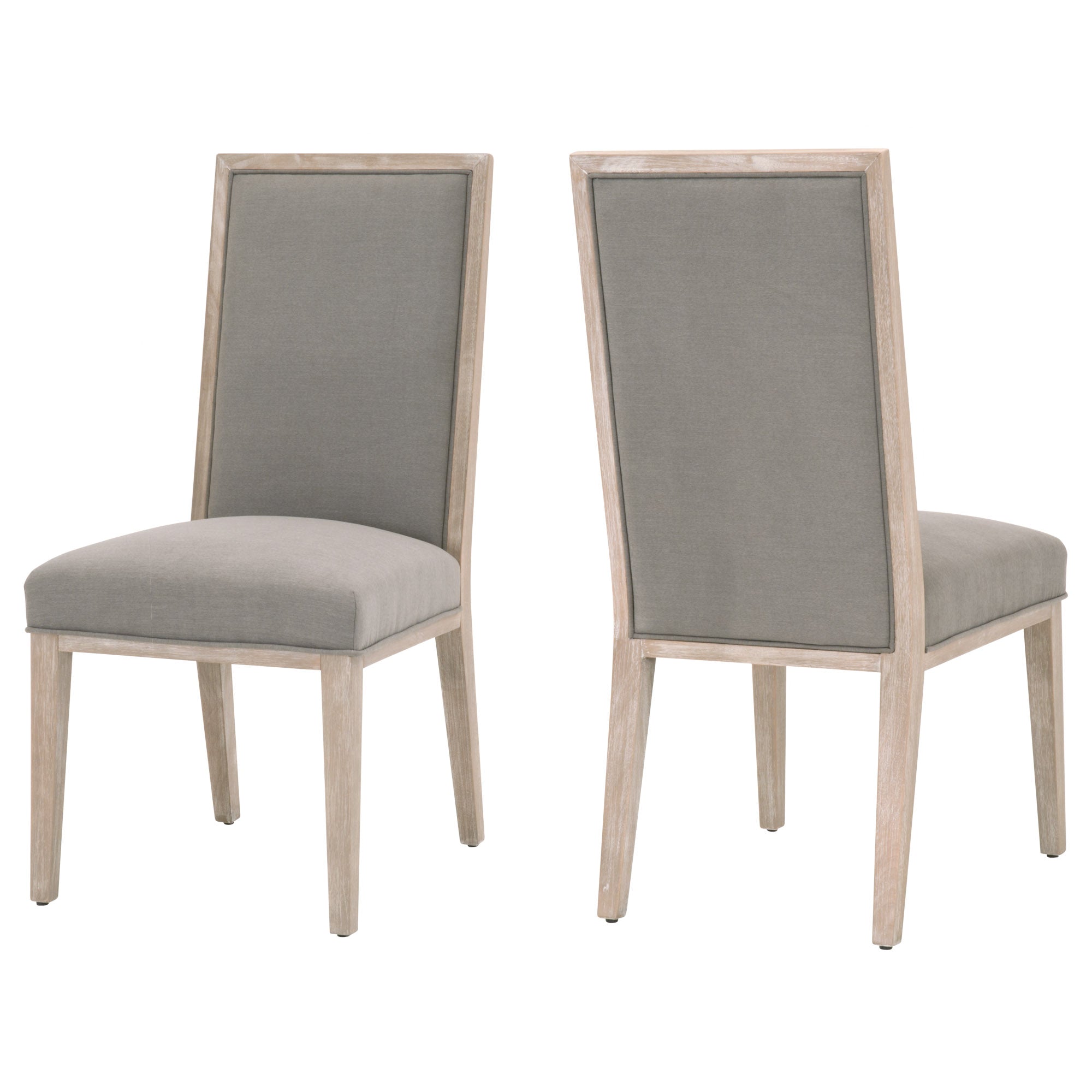 Set of two Martin Dining Chairs with gray upholstered seats and solid rubberwood frames in natural finish by Essentials for Living