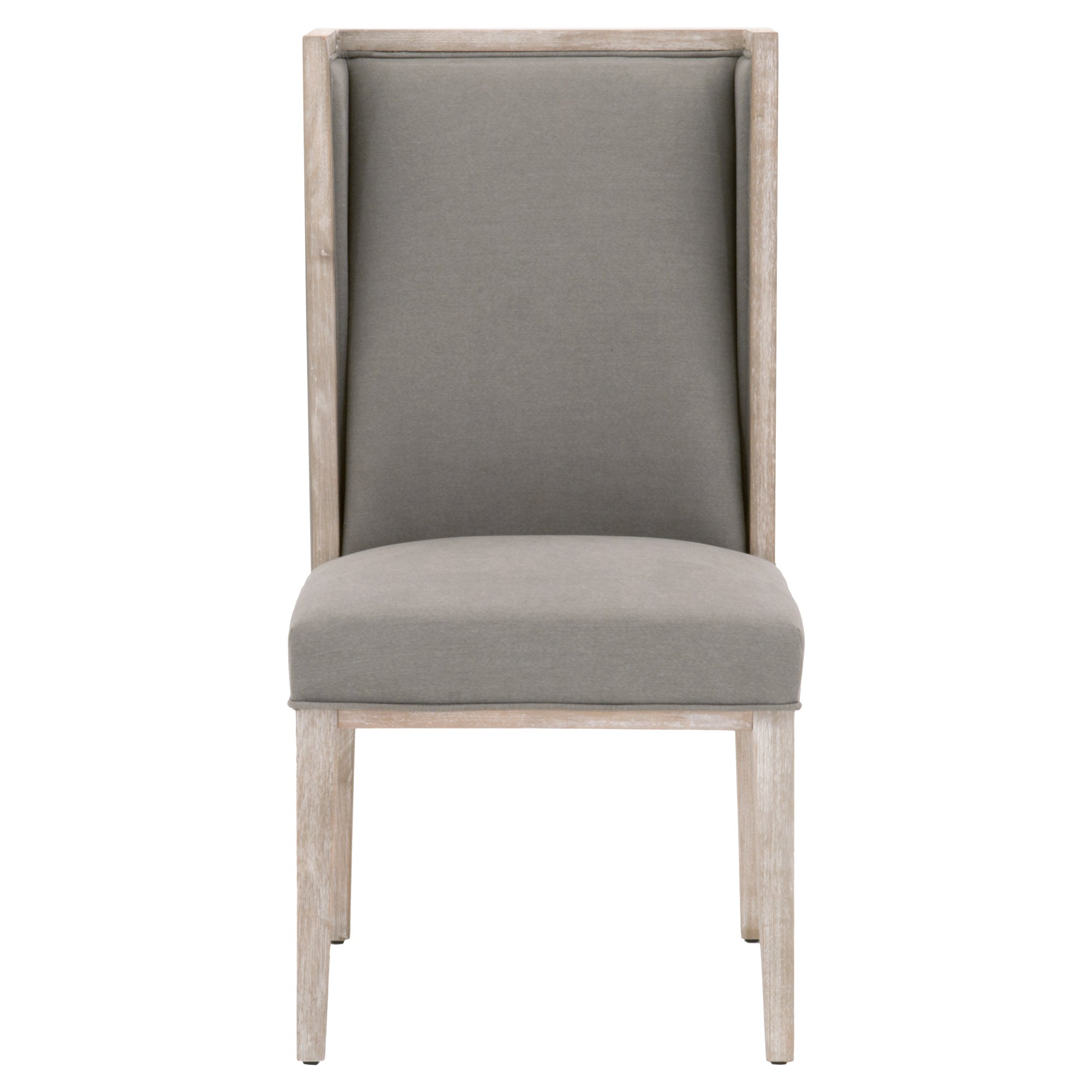 Essentials for Living Martin Wing Chair with gray fabric upholstery and natural gray solid wood frame front view