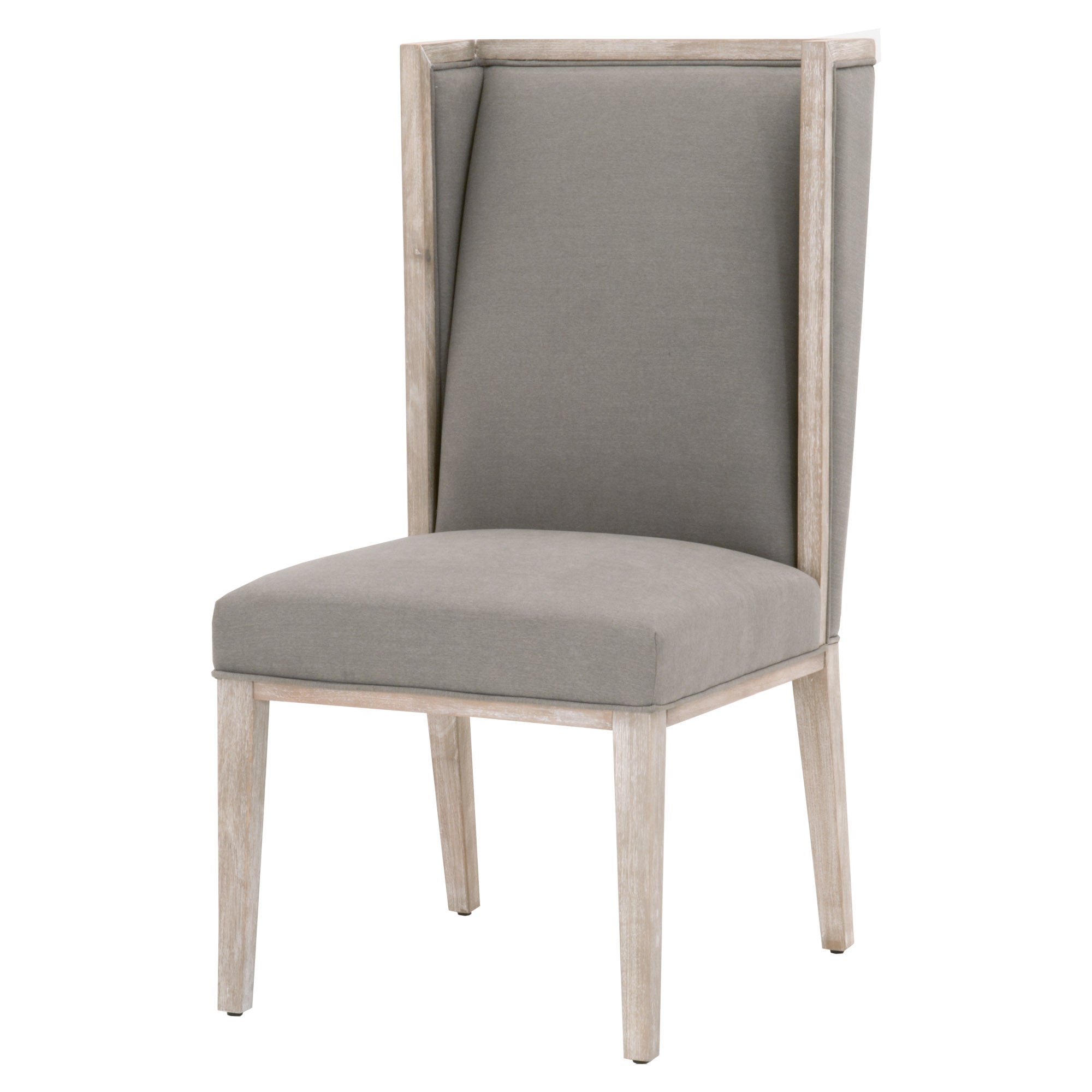 Martin Wing Chair by Essentials For Living with gray fabric and natural gray solid wood frame and legs.