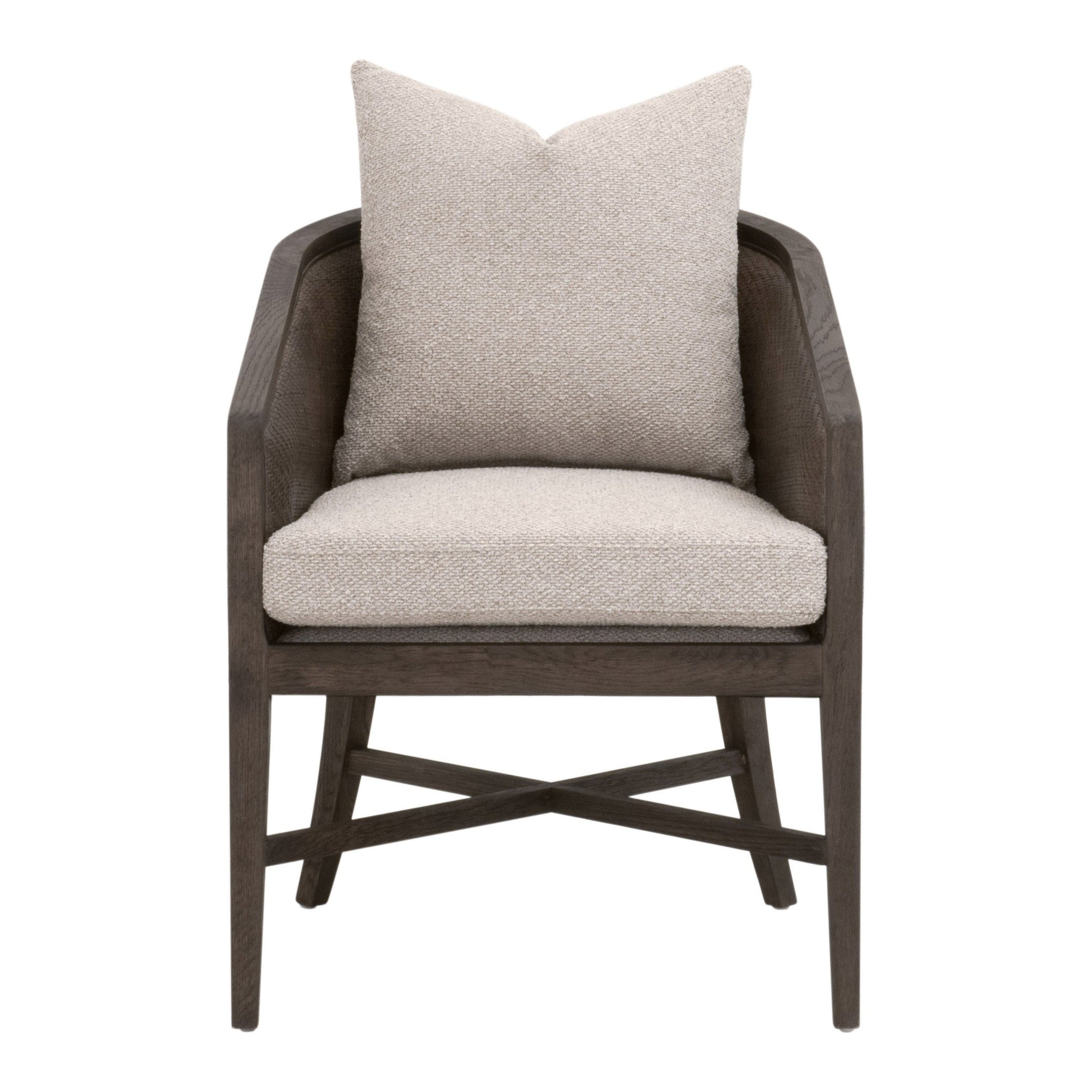 Essentials For Living McGuire Arm Chair with natural rattan frame and reversible cushioned seat in neutral tones