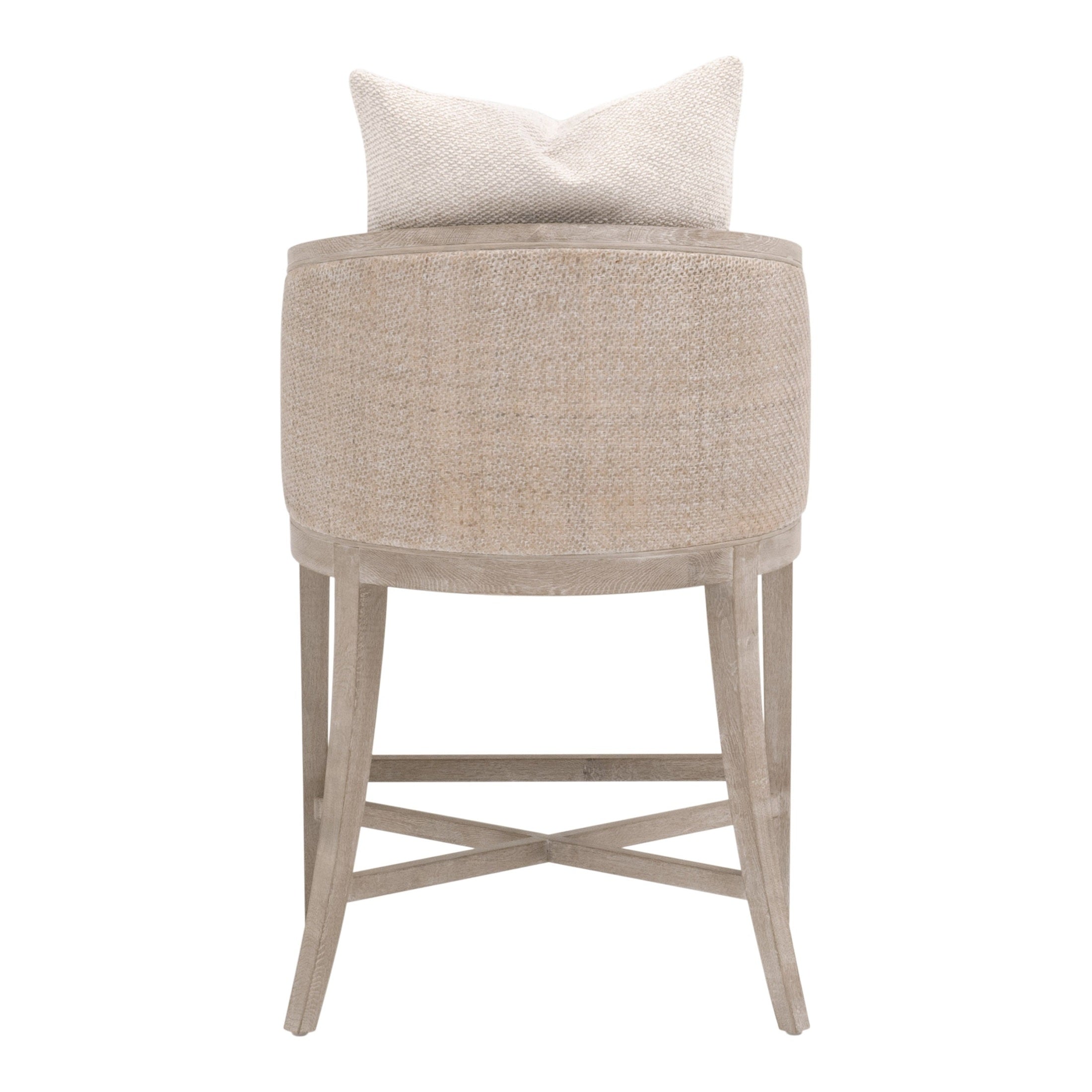 Natural gray rattan McGuire Counter Stool with plush cushion and "X" stretcher base by Essentials For Living