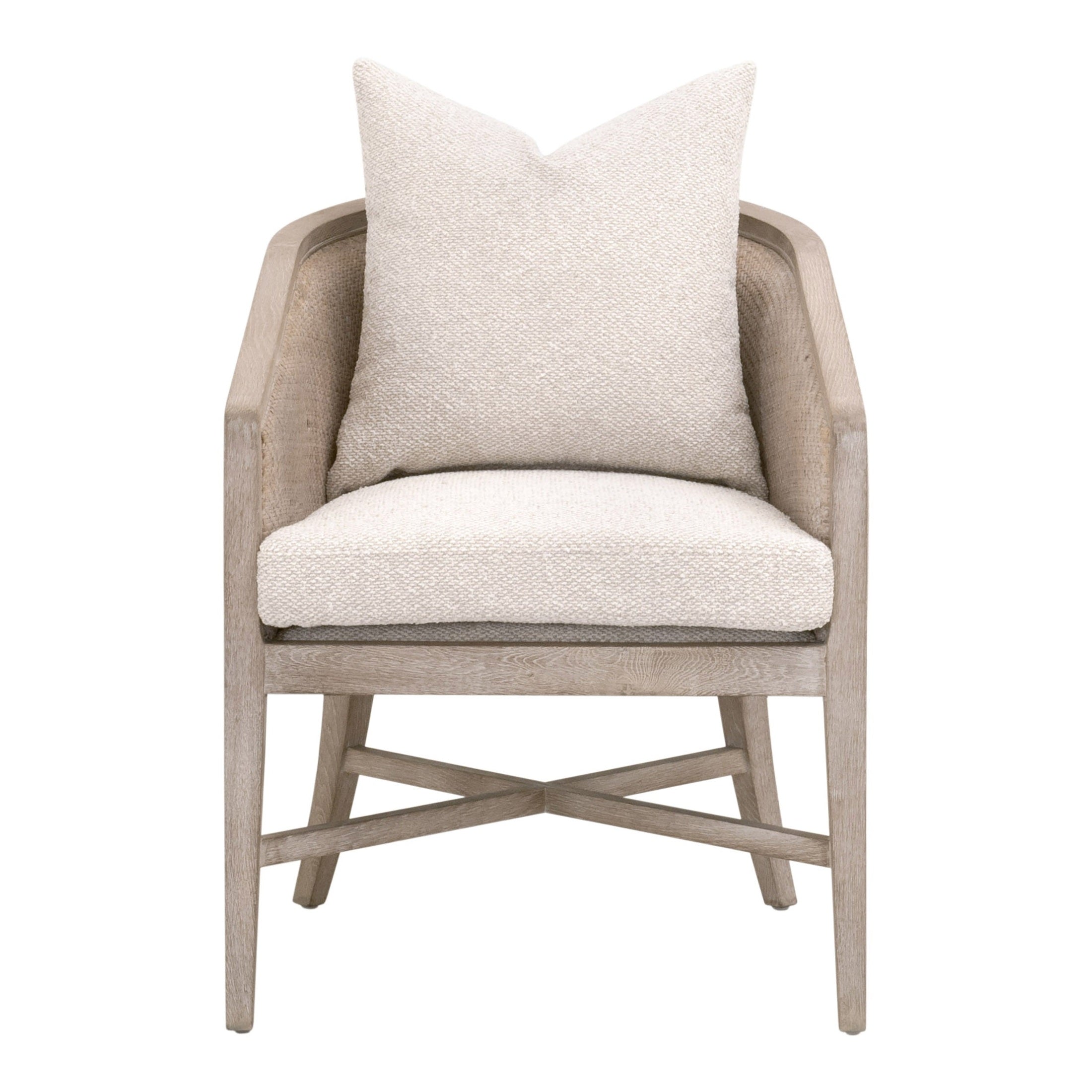 Essentials for Living McGuire Arm Chair with oak frame and reversible cushion in neutral fabric for elegant comfort