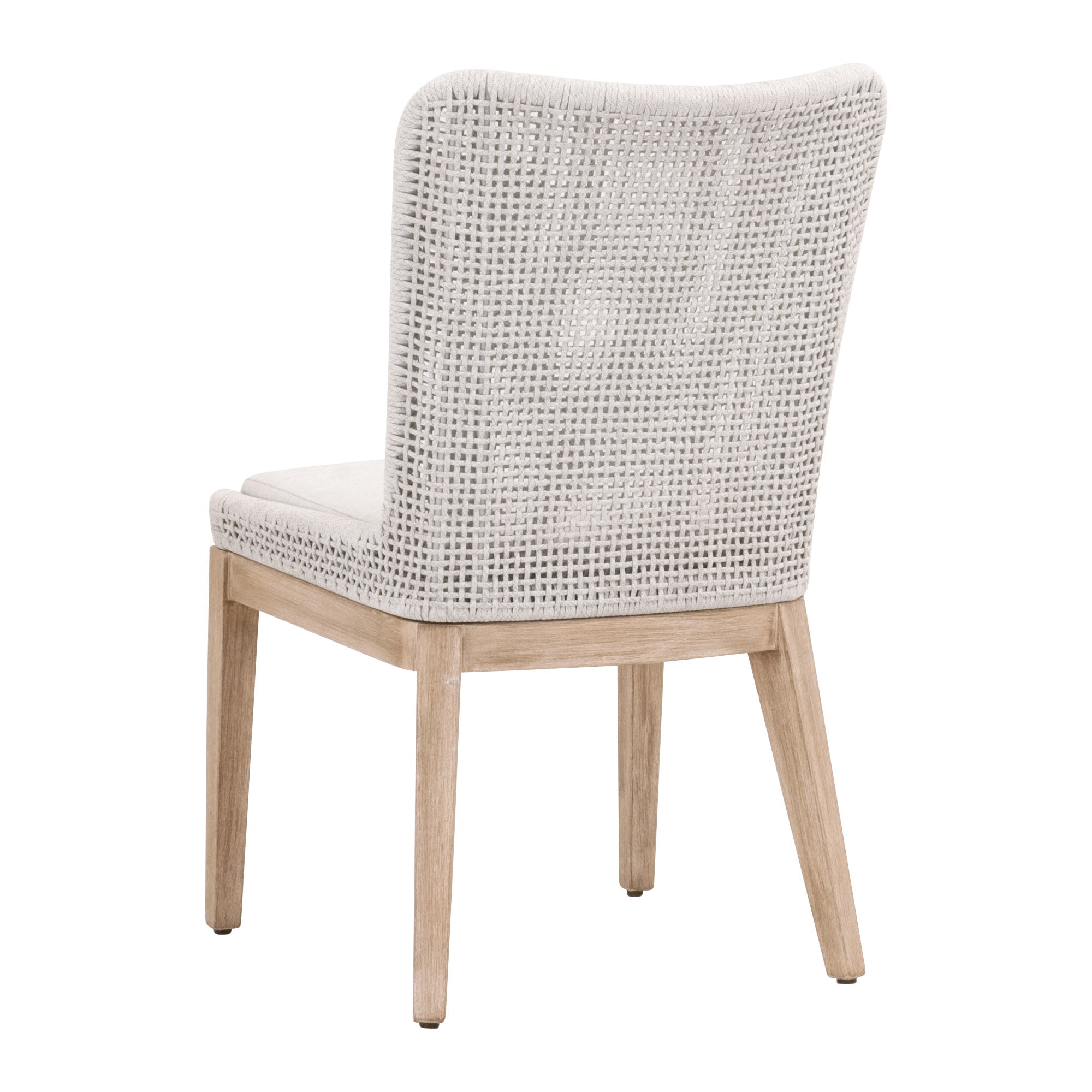 Mesh Dining Chair Set of 2 with white-speckle polypropylene rope and mahogany frame by Essentials for Living