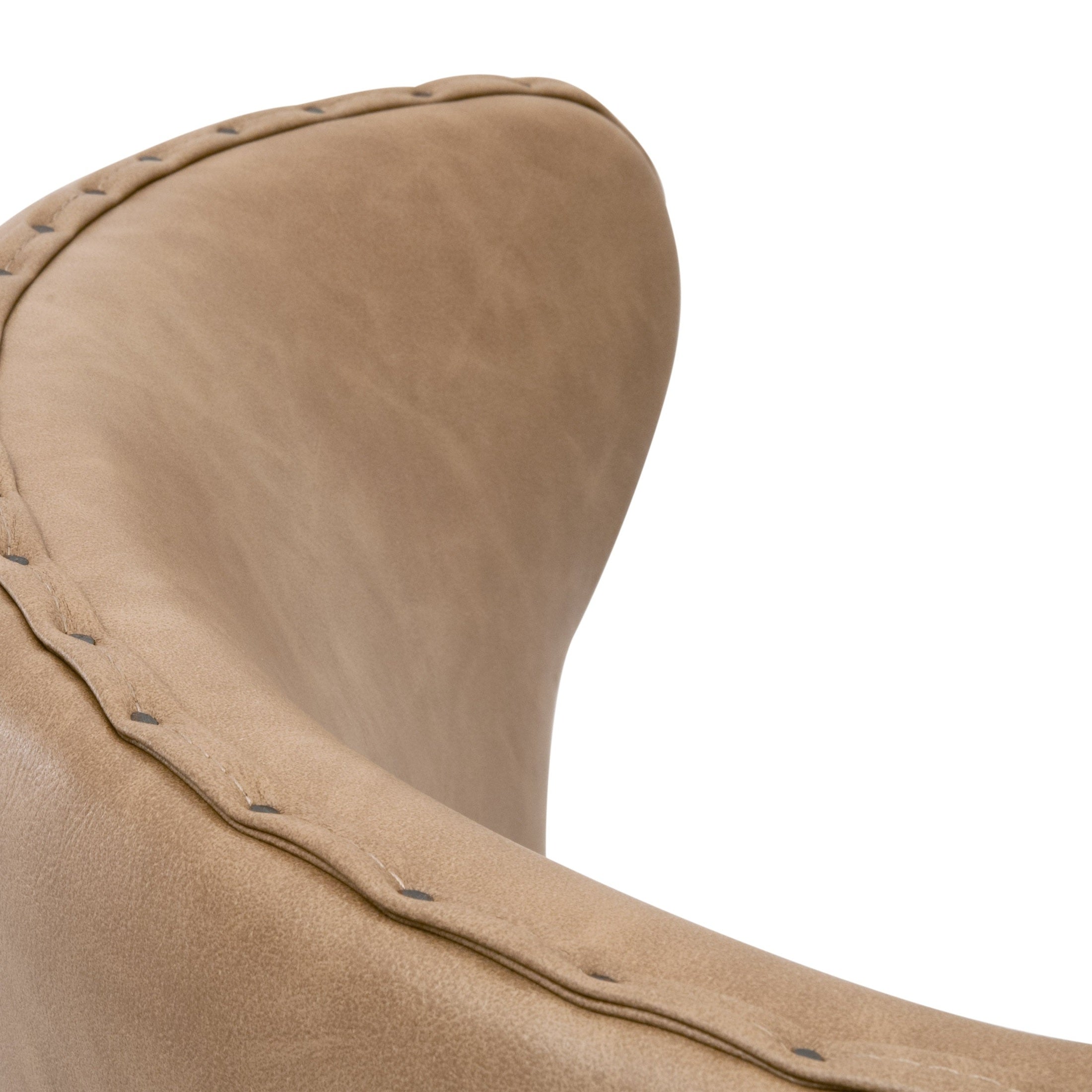 Close-up of Essentials For Living Milton Swivel Counter Stool's bisque upholstery with black nail-tack trim detail