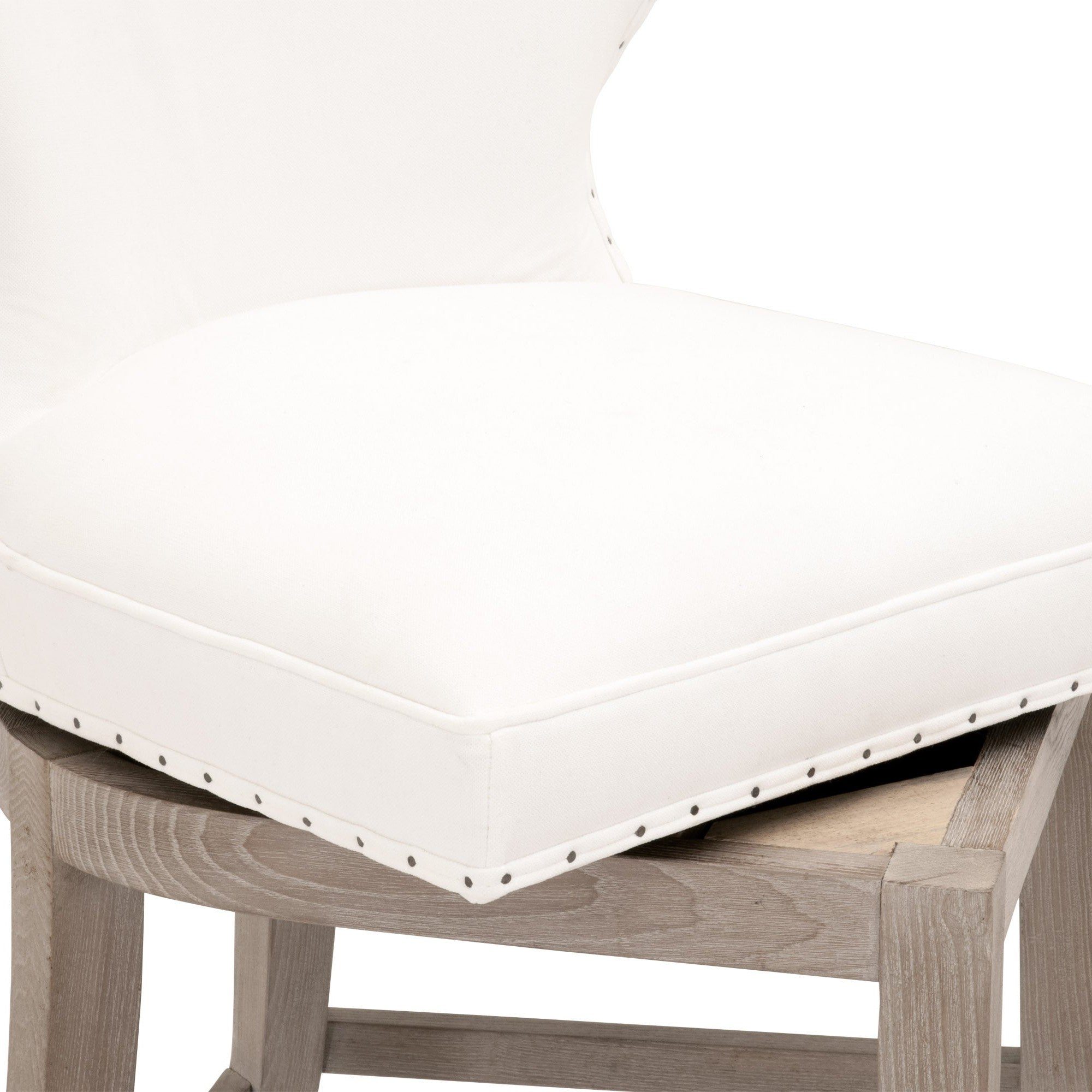 Essentials For Living Milton Swivel Counter Stool with Bisque French Linen upholstery and natural gray ash-wood frame