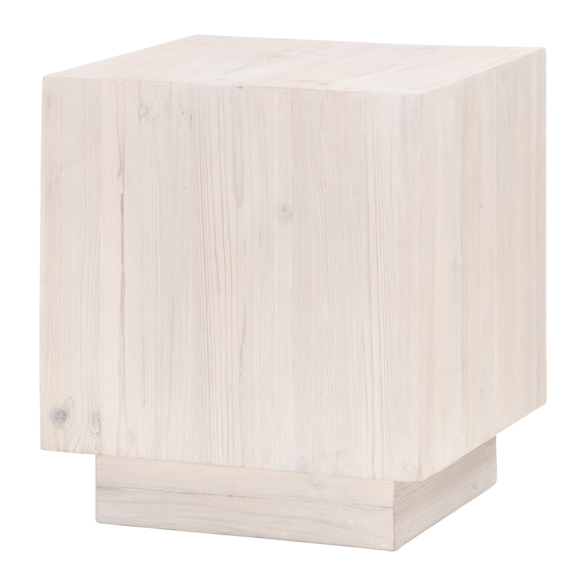 Montauk End Table in reclaimed white-wash pine with mitered edges and square shape by Essentials for Living