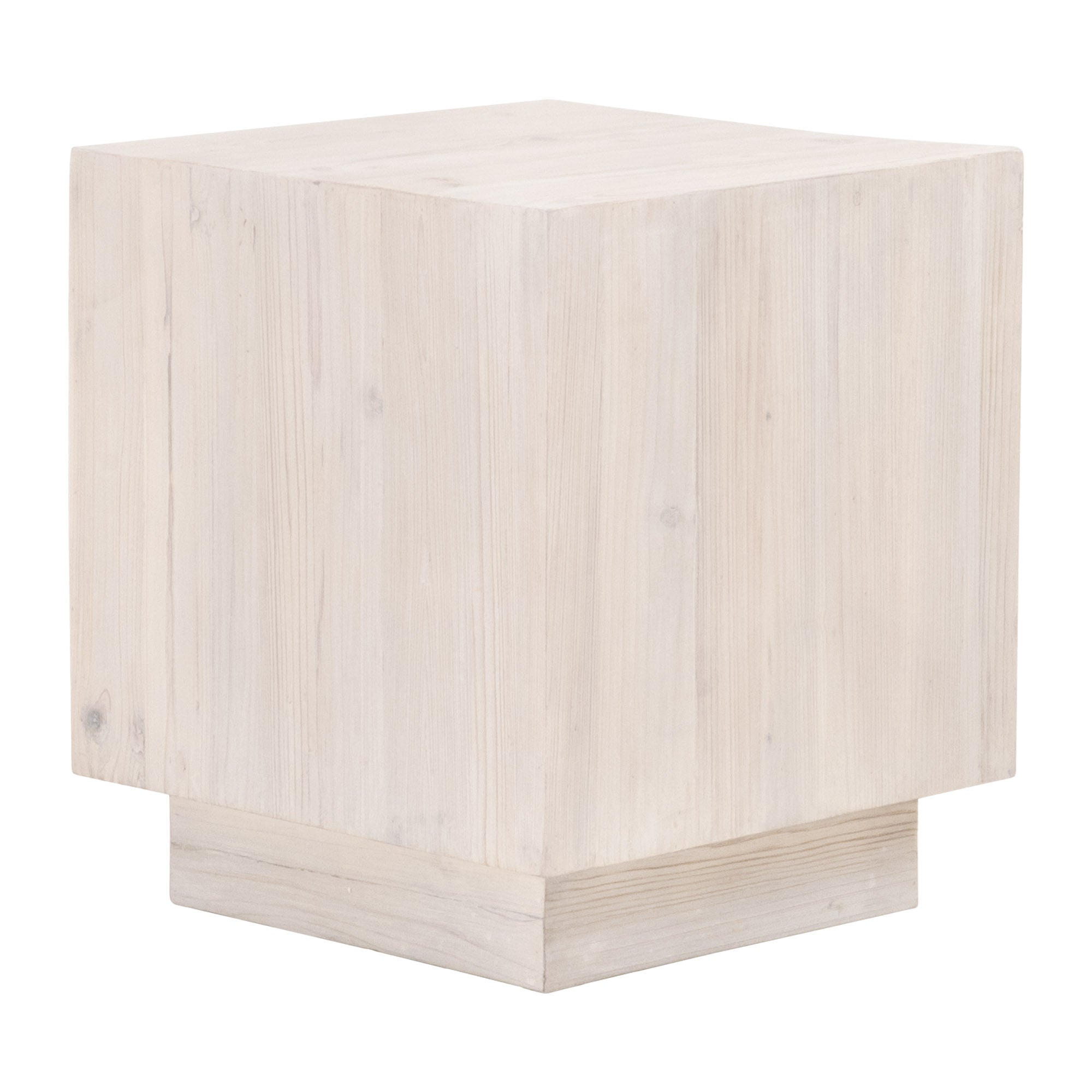 Montauk End Table in reclaimed white-wash pine with modern square design by Essentials for Living