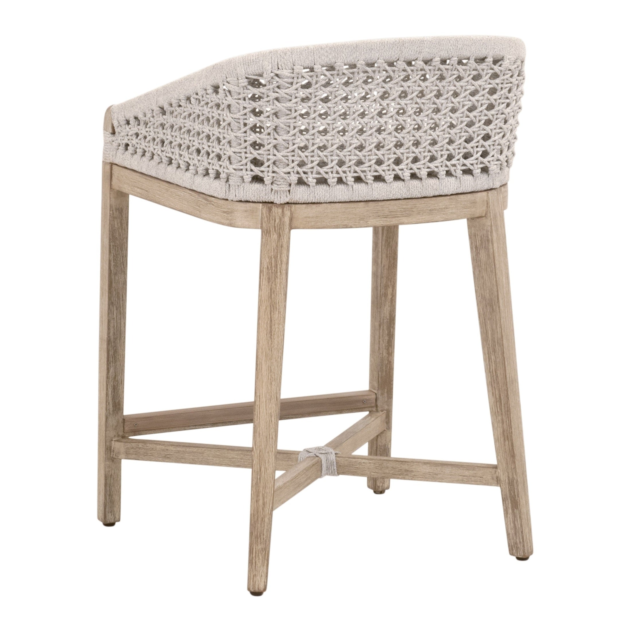 Montecito Counter Stool in natural gray mahogany with white-speckle rope seat by Essentials for Living