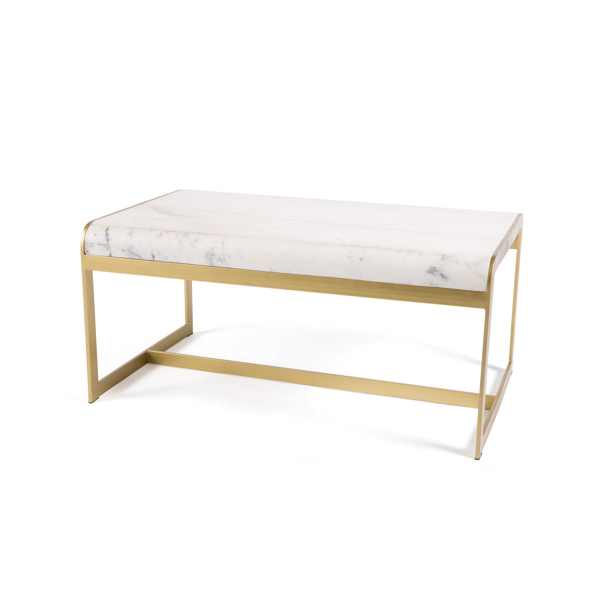 New York Coffee Table with white marble top and gold iron base, minimalist design by GO HOME