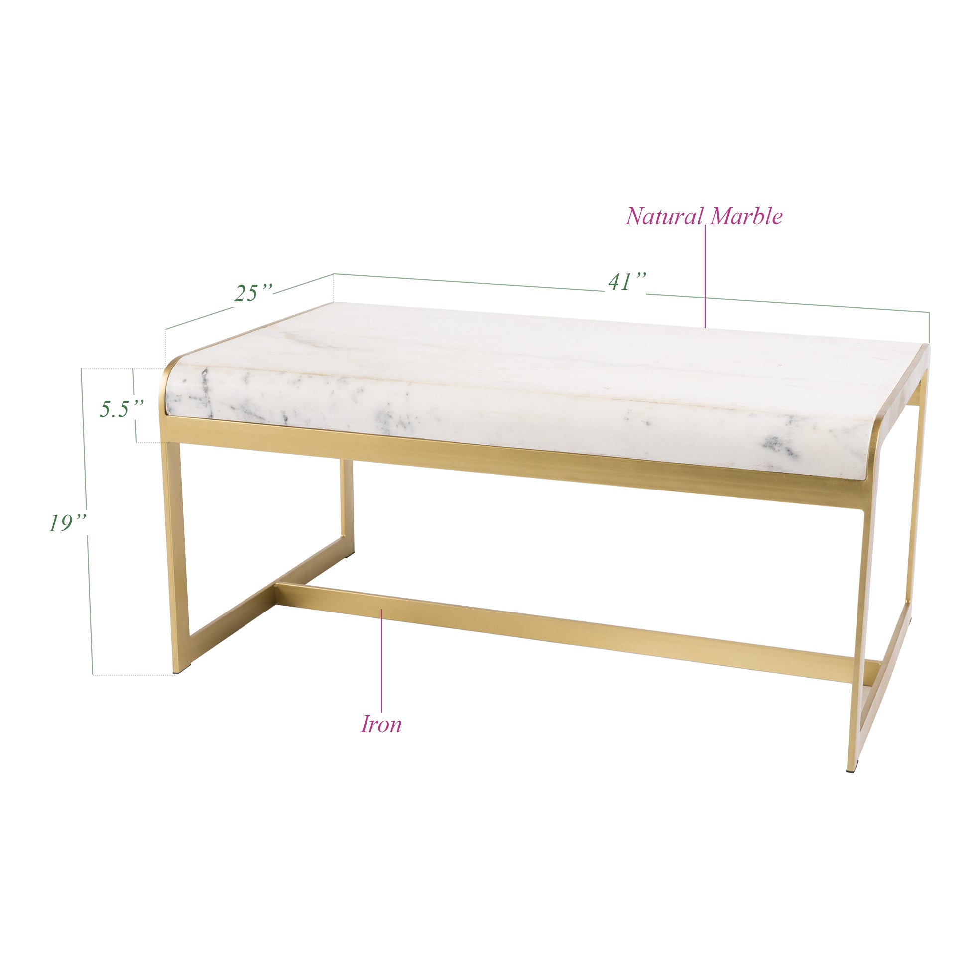 New York Coffee Table with natural white marble top and sculptural iron base, modern design by GO HOME