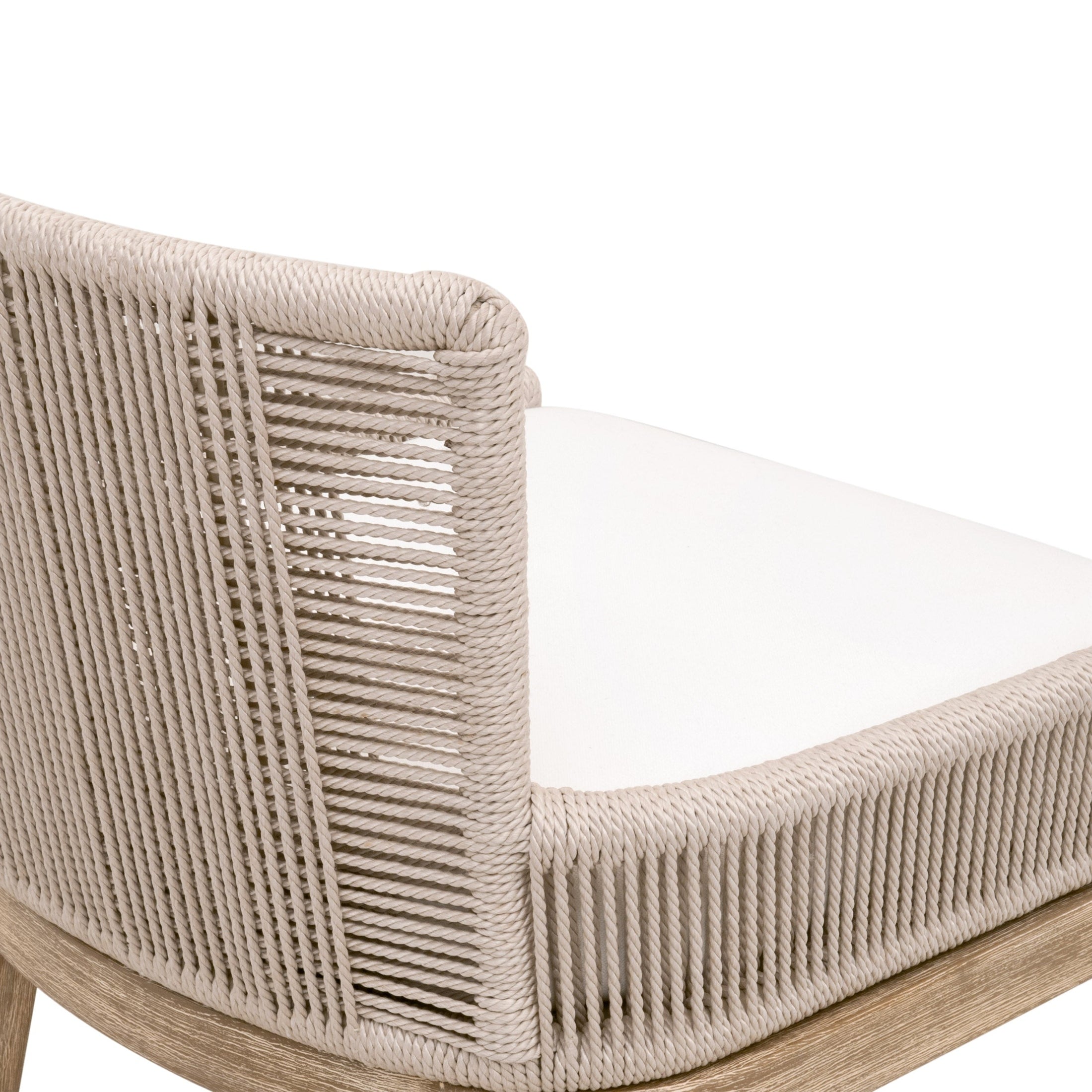 Overlay Counter Stool with oyster twist rope backrest and cushioned seat in natural gray frame by Essentials for Living