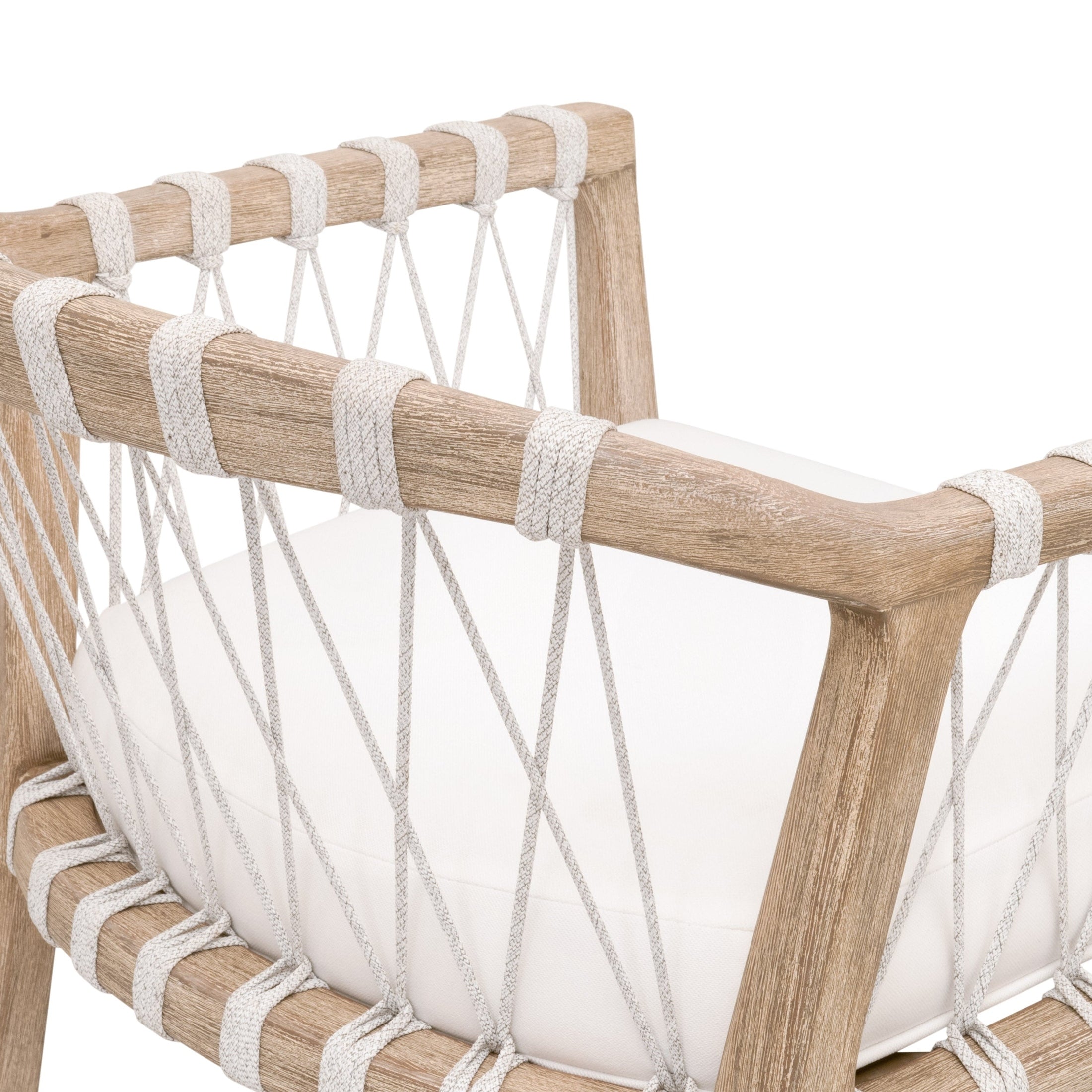 Pacific Counter Stool with natural gray mahogany frame and white speckle rope backrest by Essentials For Living