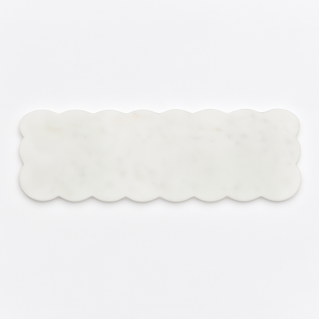 Palace Scalloped Serving Platter in marble, 18-inch decorative tray