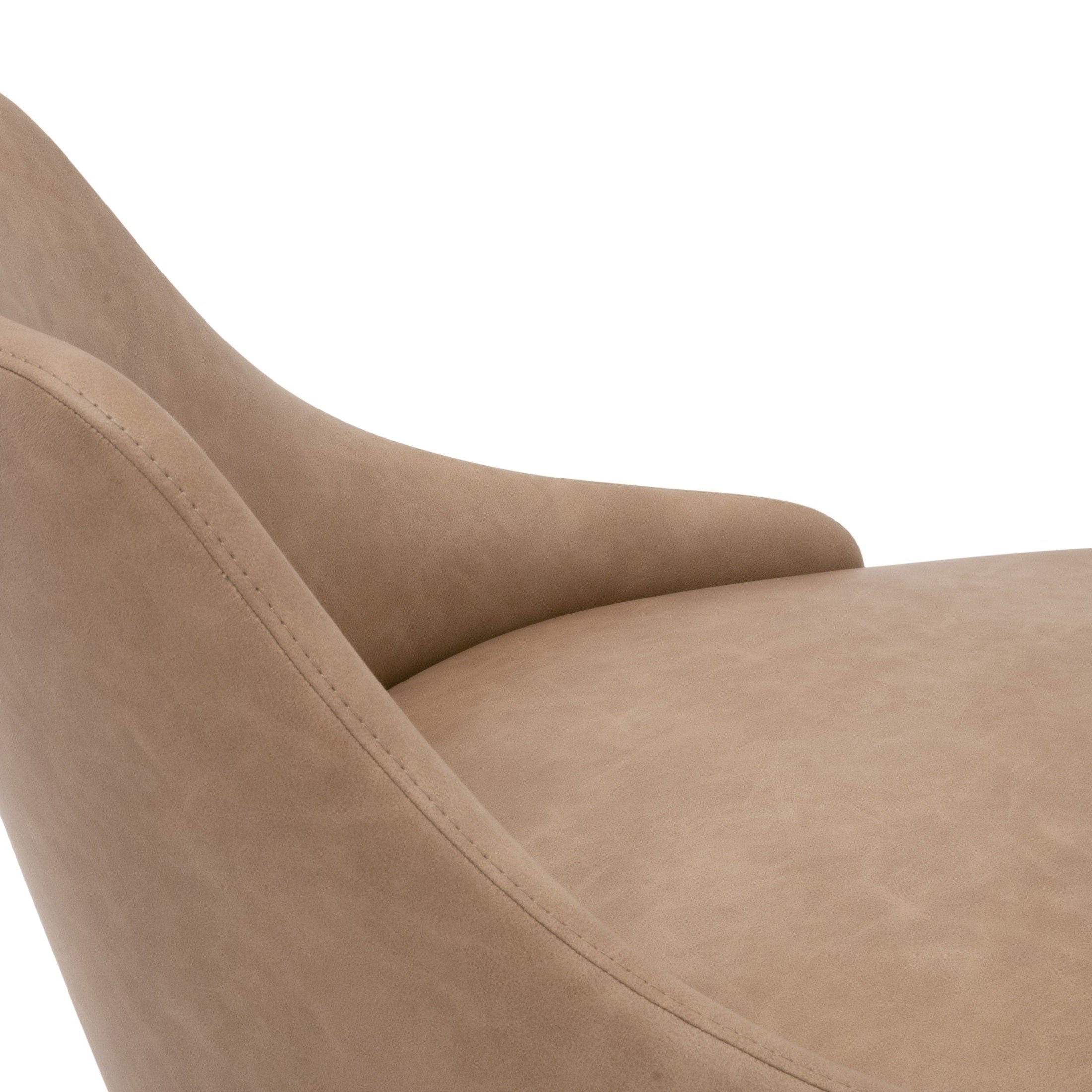 Close-up of the Parissa Counter Stool's plush curved backrest upholstered in soft Peyton-Pearl fabric by Essentials For Living