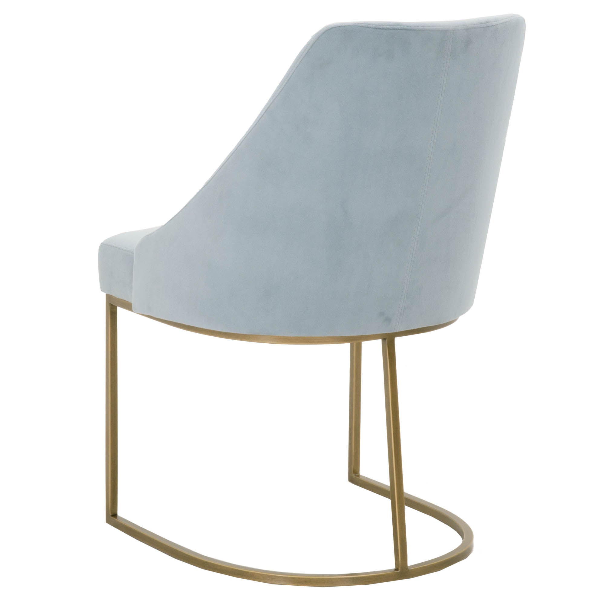 Parissa Dining Chair by Essentials for Living with soft blue upholstery and sleek brushed gold cantilever frame
