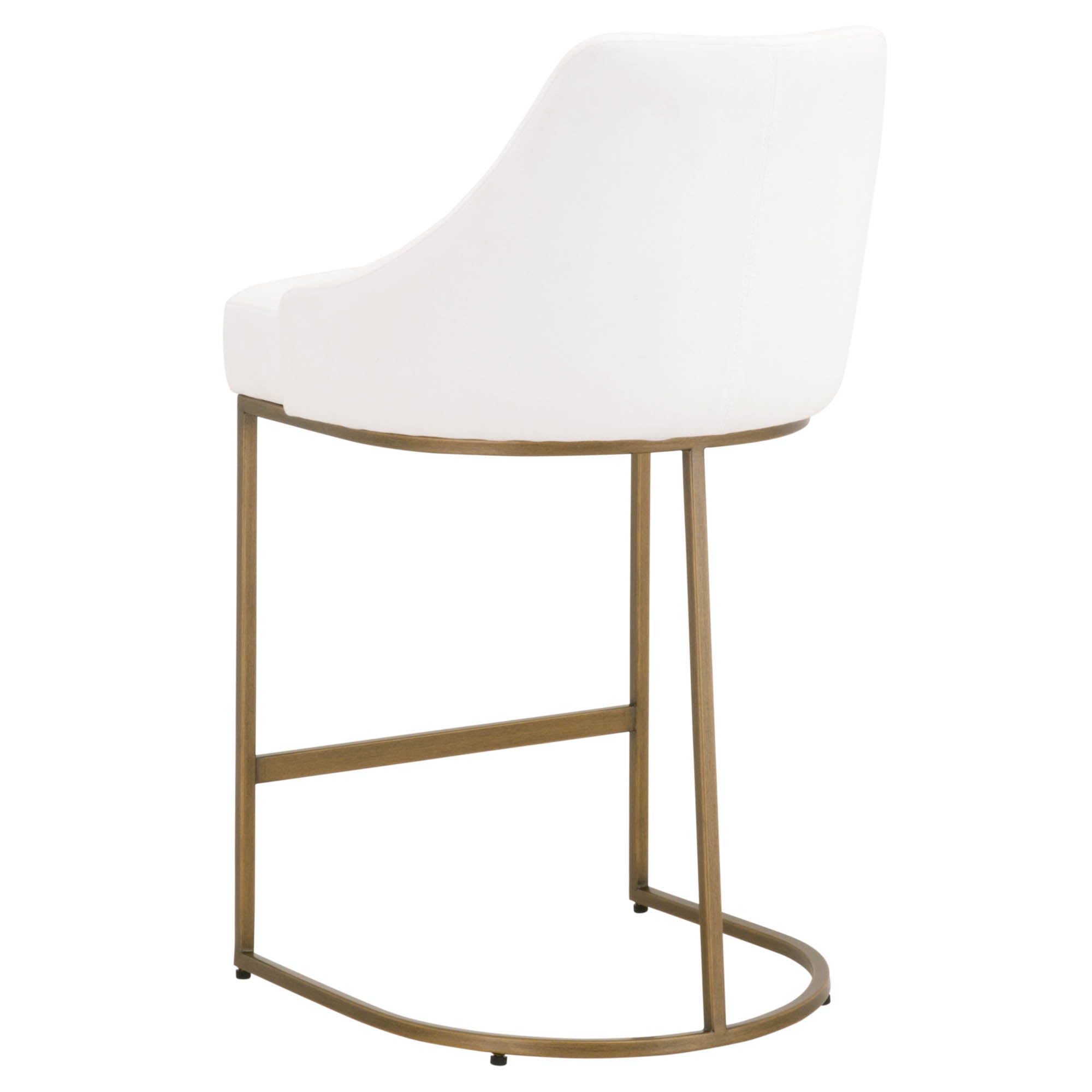Parissa counter stool by Essentials for Living with white upholstered seat and brushed gold steel frame