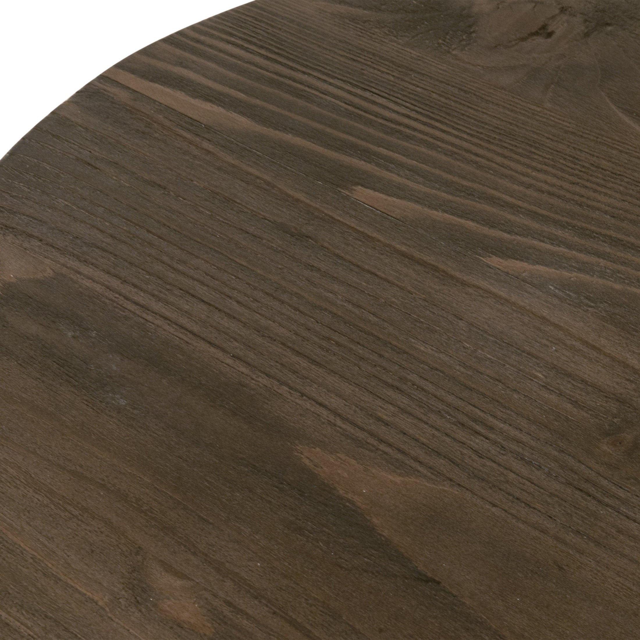 Close-up of reclaimed pine wood surface with smoke gray finish on Essentials for Living Pier Accent Table