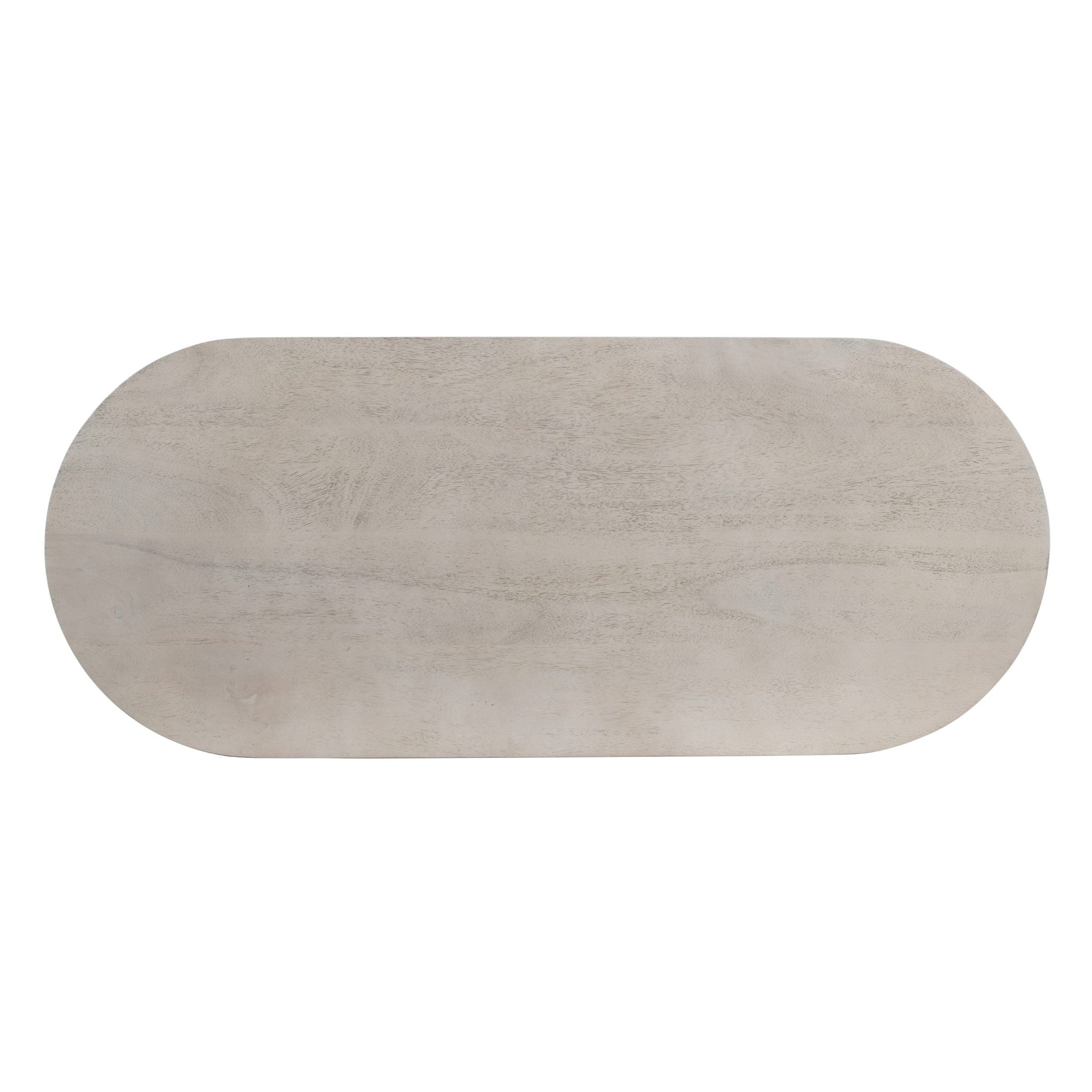 Top view of the whitewashed solid wood RIDGE COFFEE TABLE with curved edges by GO HOME.