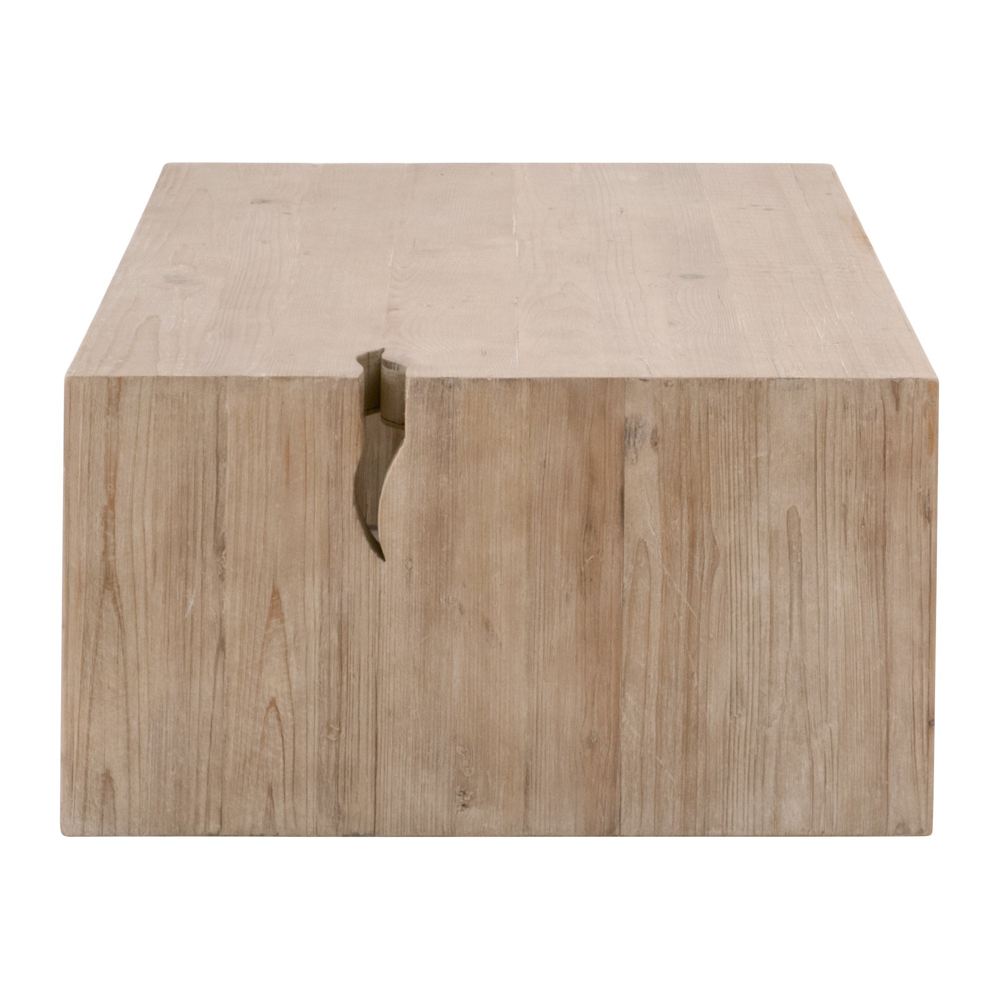 Rectangular Reed Coffee Table in natural reclaimed pine with rustic split hole detail by Essentials For Living