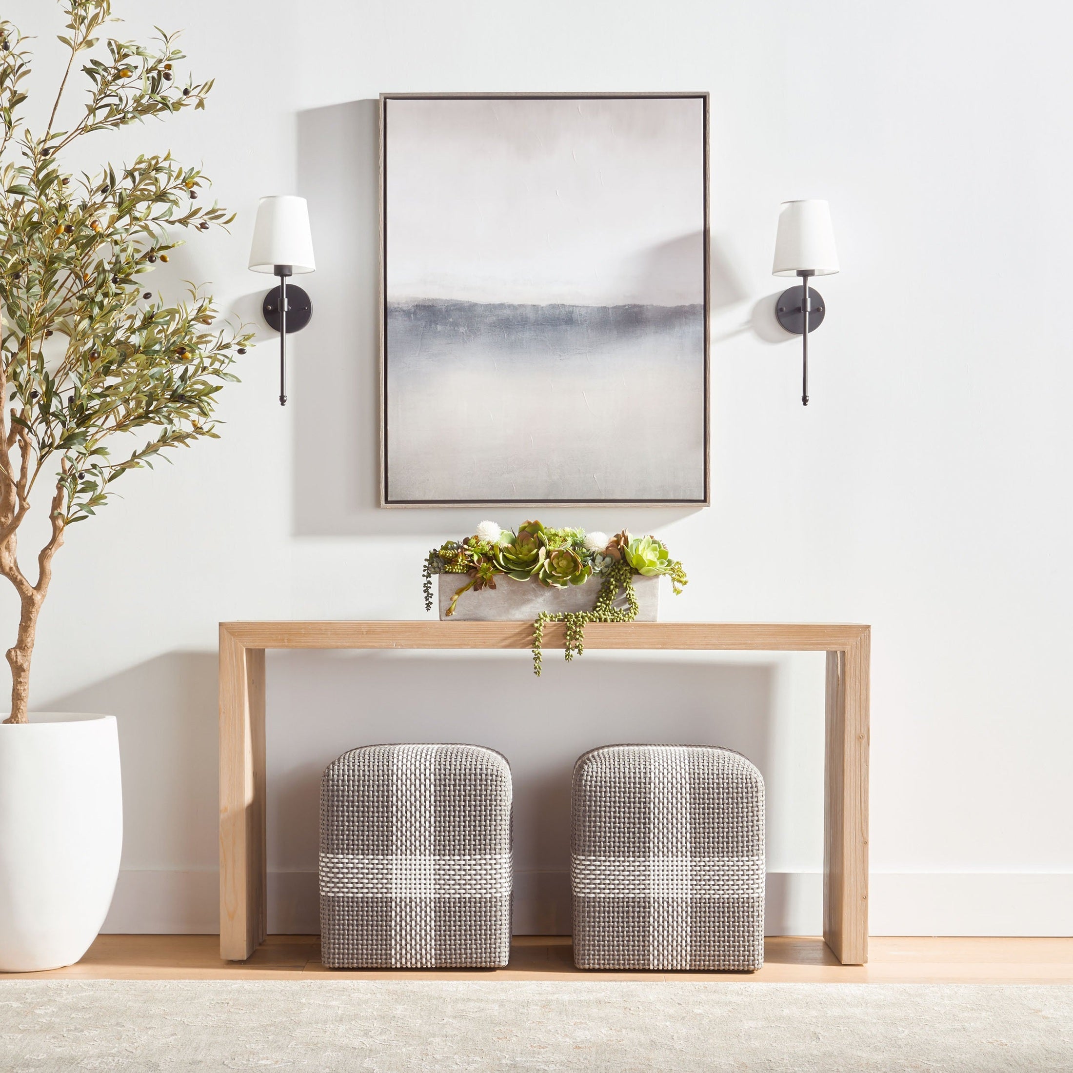Reed Console Table in natural reclaimed wood finish with minimalist design by Essentials For Living