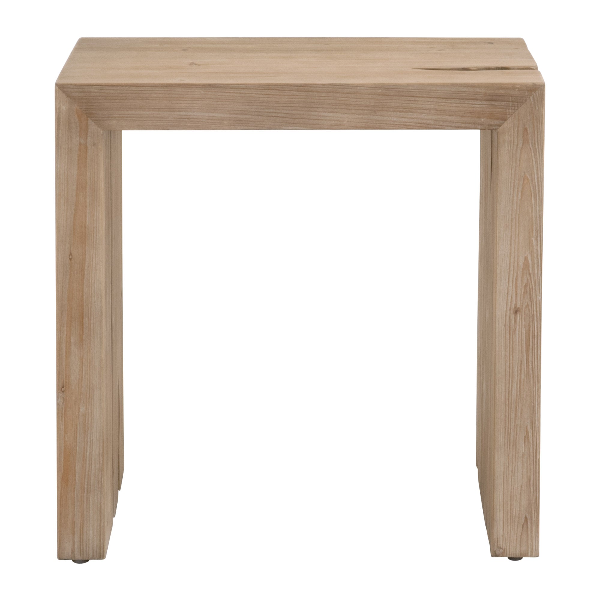 Reed End Table with natural reclaimed pine finish, compact design, versatile style by Essentials For Living.