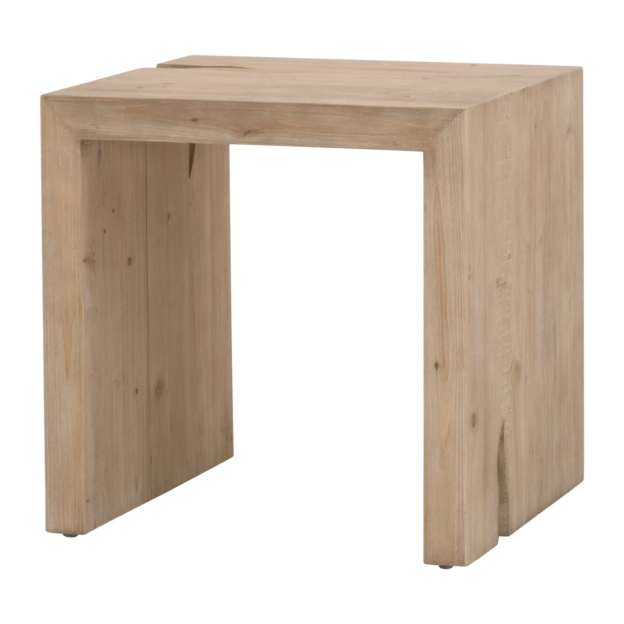 Reed End Table in natural reclaimed pine with rustic texture and compact design by Essentials for Living