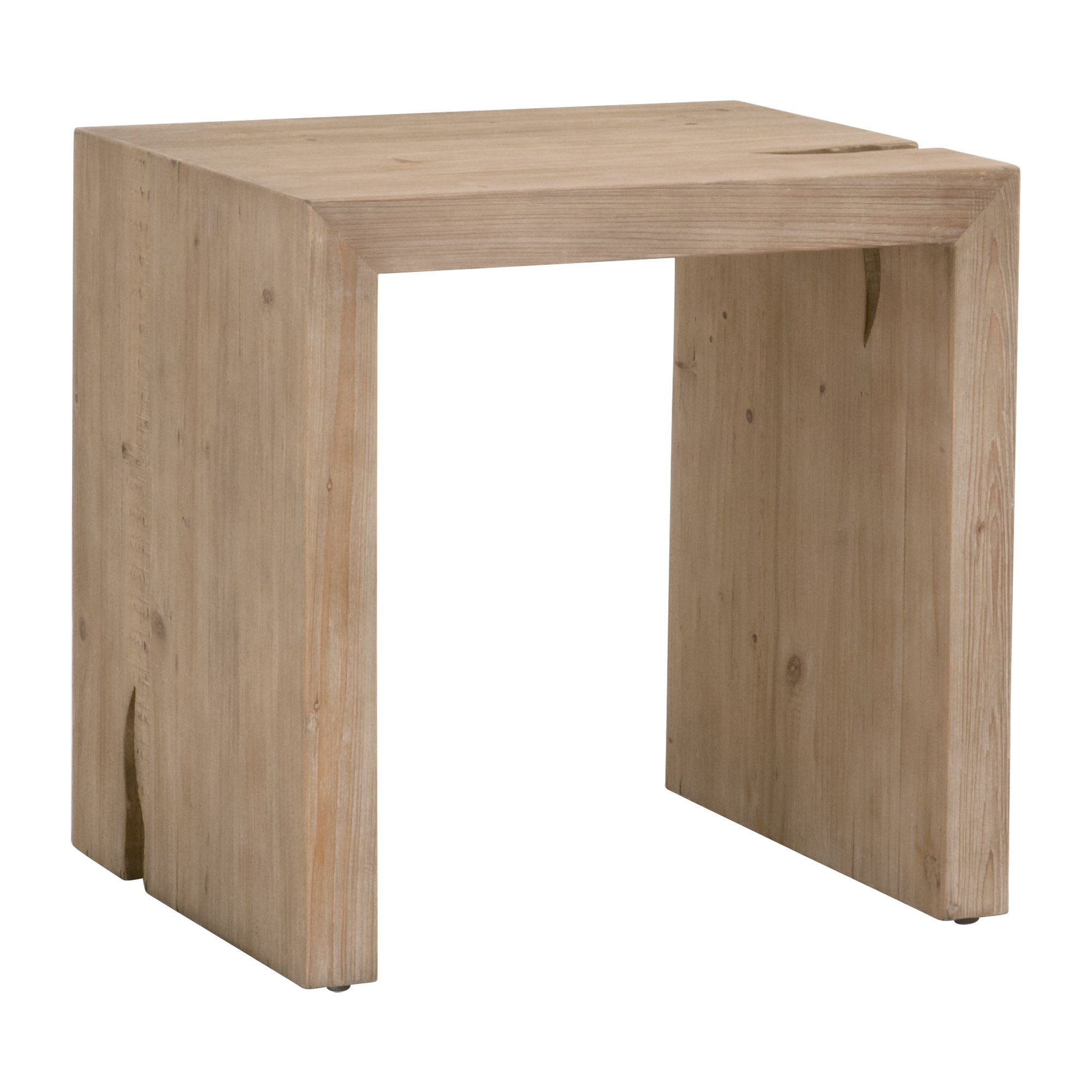 Reed End Table in natural reclaimed pine with rustic texture, compact design by Essentials for Living