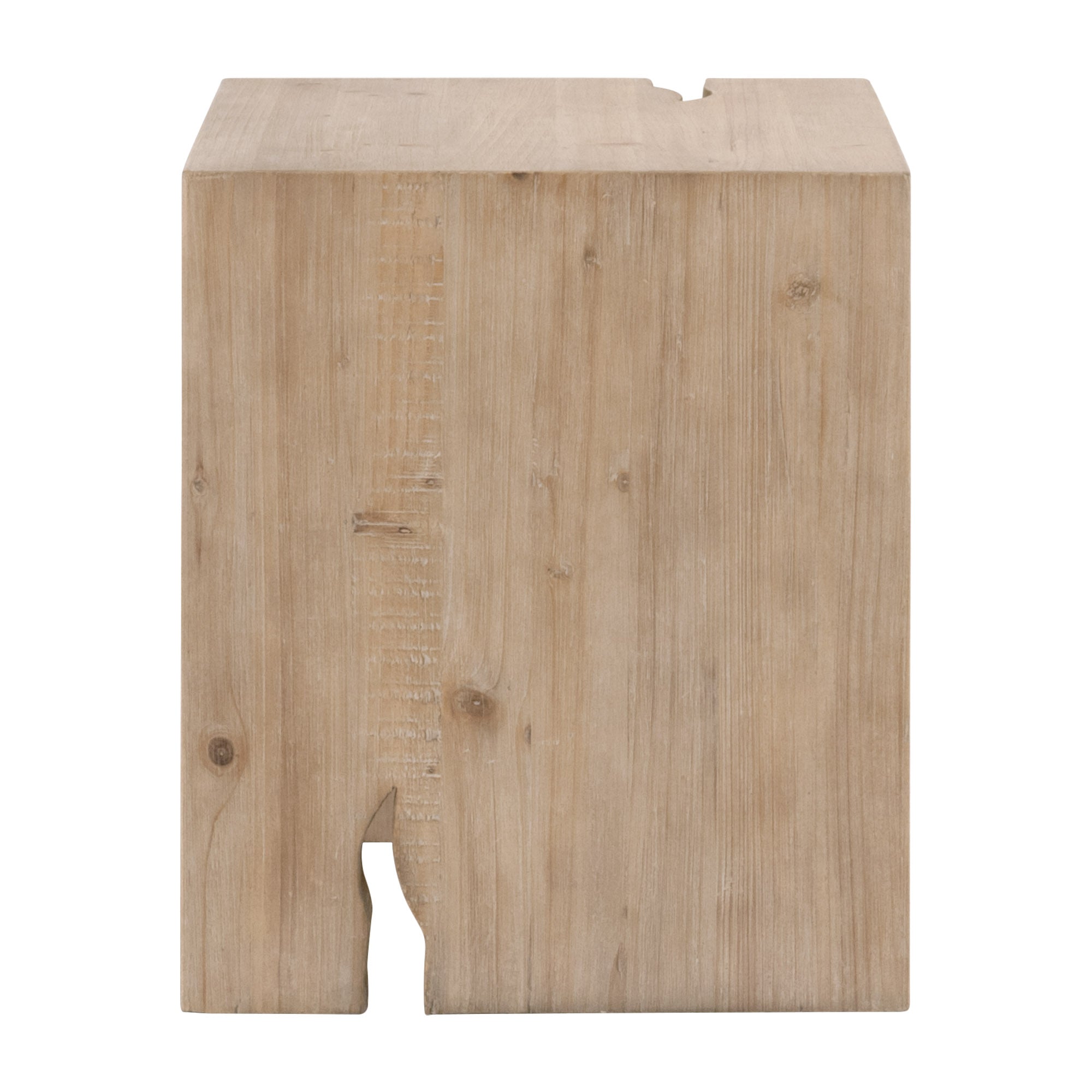 Side view of Reed End Table in natural reclaimed pine wood finish by Essentials for Living