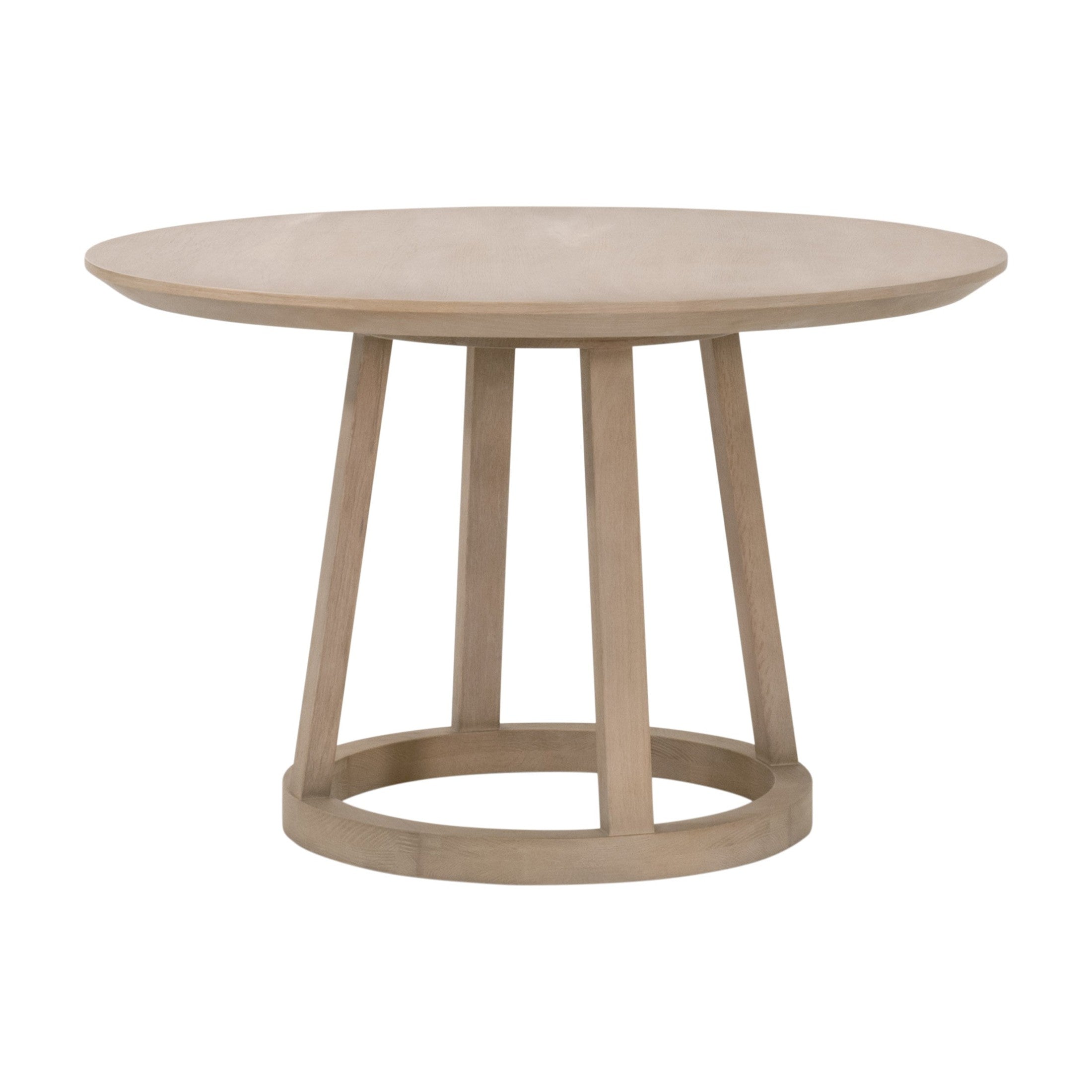 Reeves 48" Round Dining Table with solid pine pedestal base and smoke gray oak veneer top by Essentials for Living