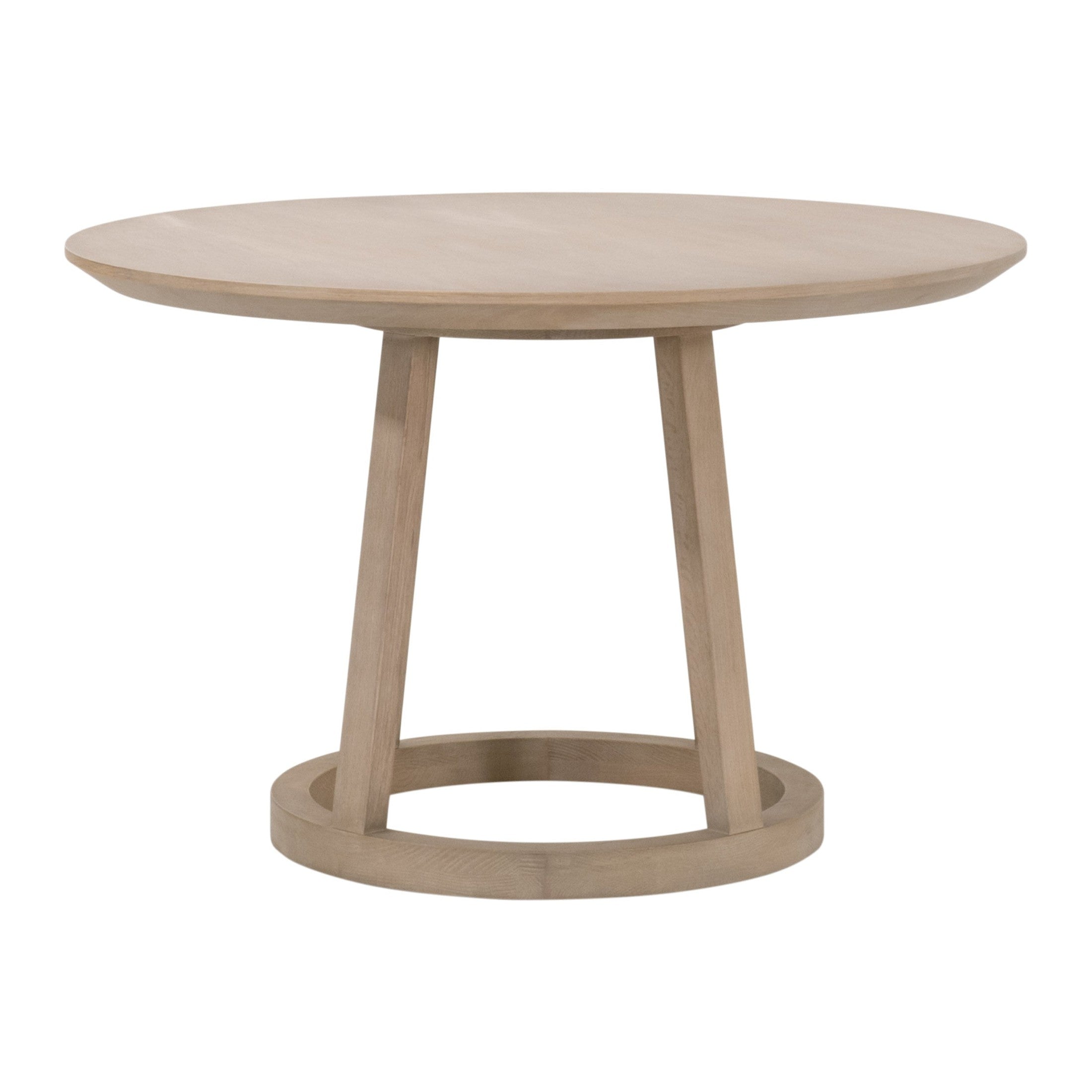 Reeves 48" Round Dining Table with solid pine pedestal base and oak veneer top by Essentials for Living