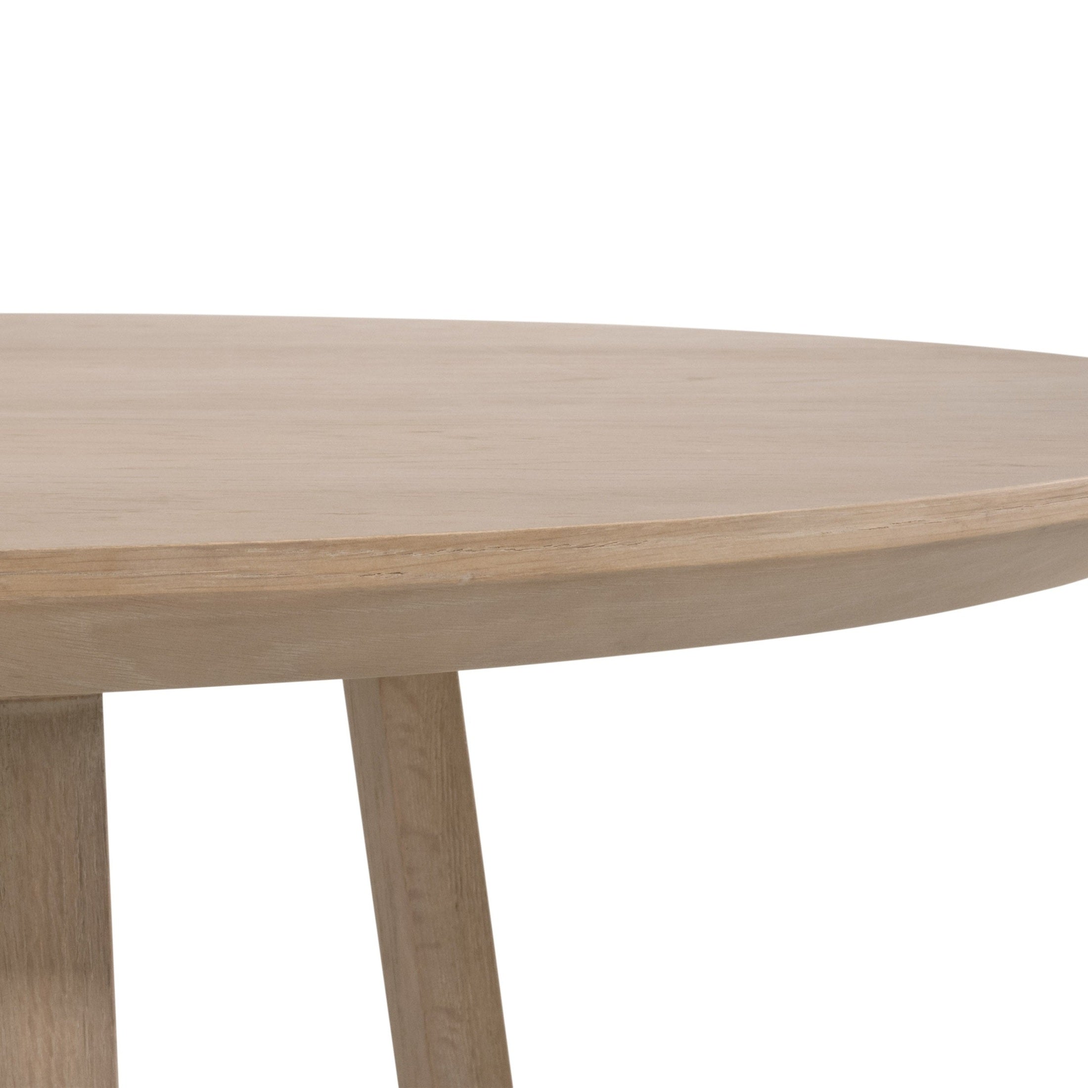 Reeves 48" Round Dining Table with smoke gray oak veneer and solid pine base by Essentials for Living