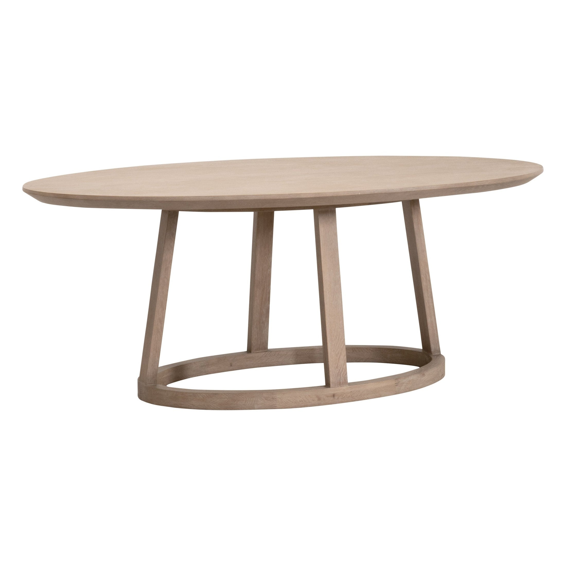 Reeves Oval Dining Table with solid pine pedestal base and oval top in smoke gray oak by Essentials For Living