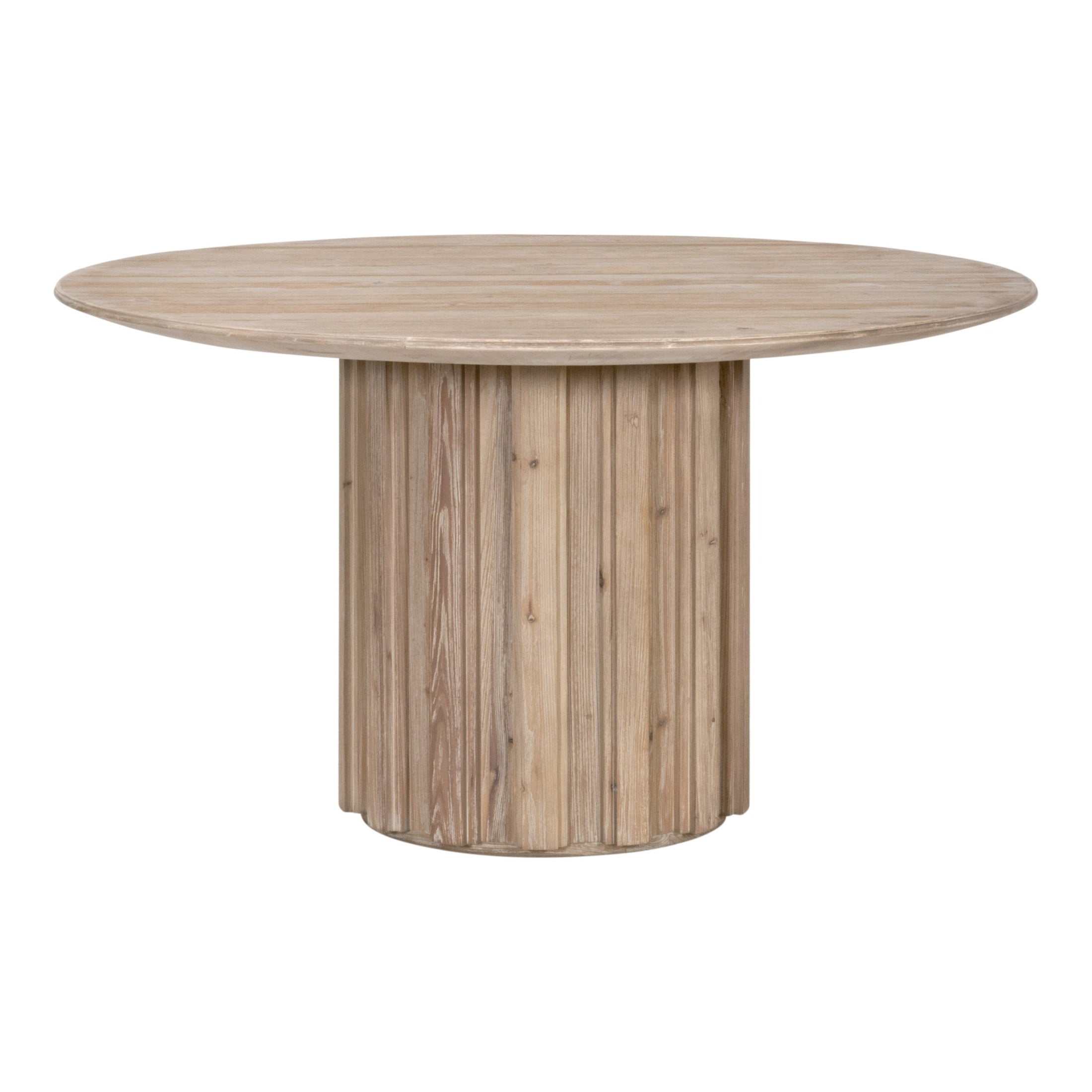 Roma 54" Round Dining Table with fluted pedestal base in reclaimed pine by Essentials for Living