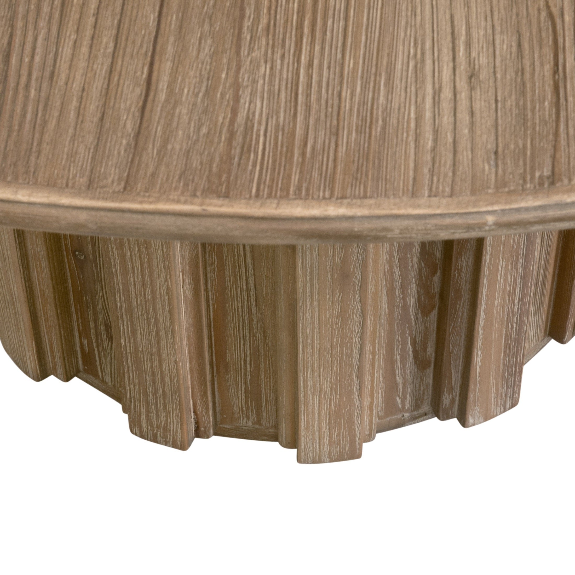 Close-up of the fluted pedestal base on the Roma 54" Round Dining Table by Essentials For Living.