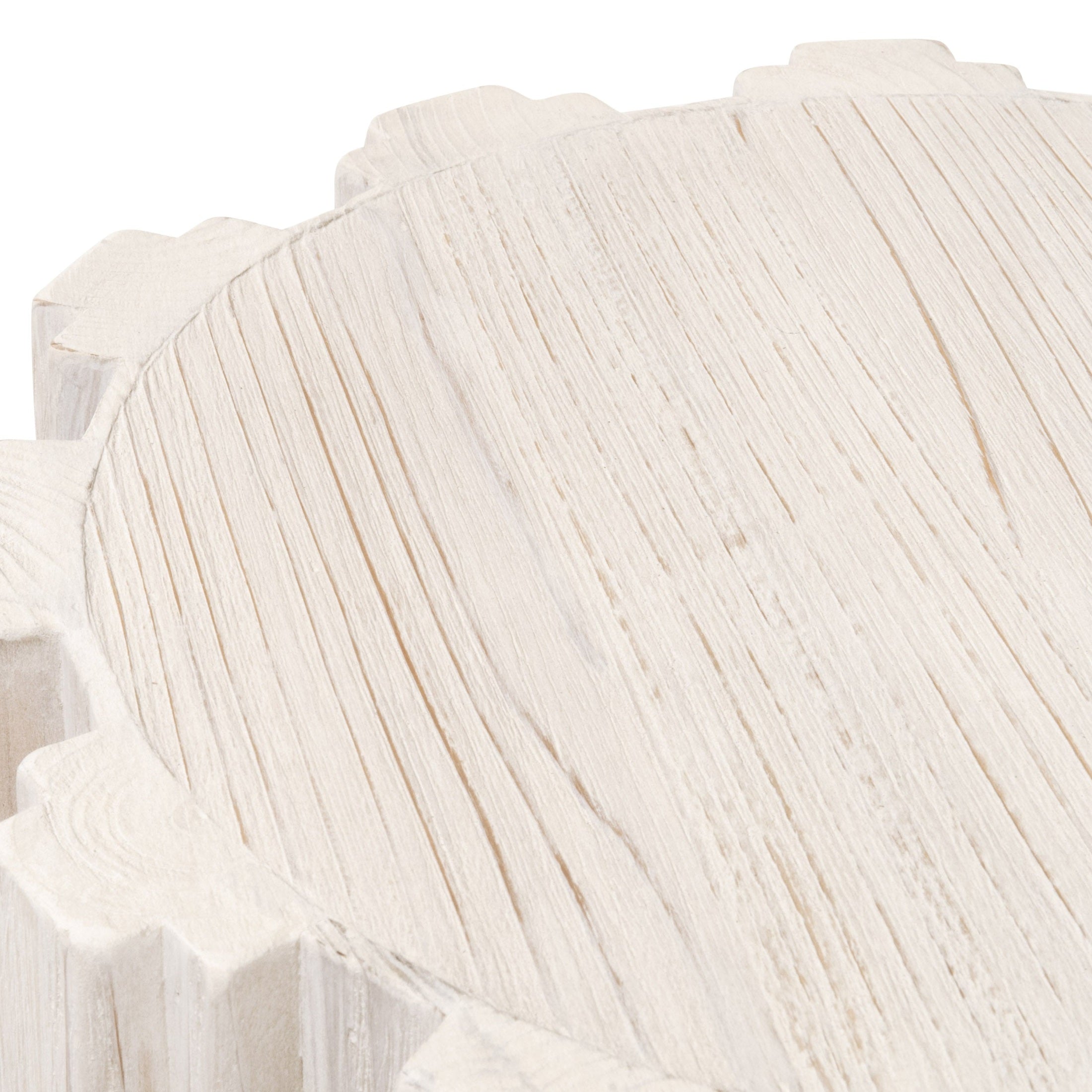 Close-up of the textured, fluted wood surface of the Roma Accent Table by Essentials For Living