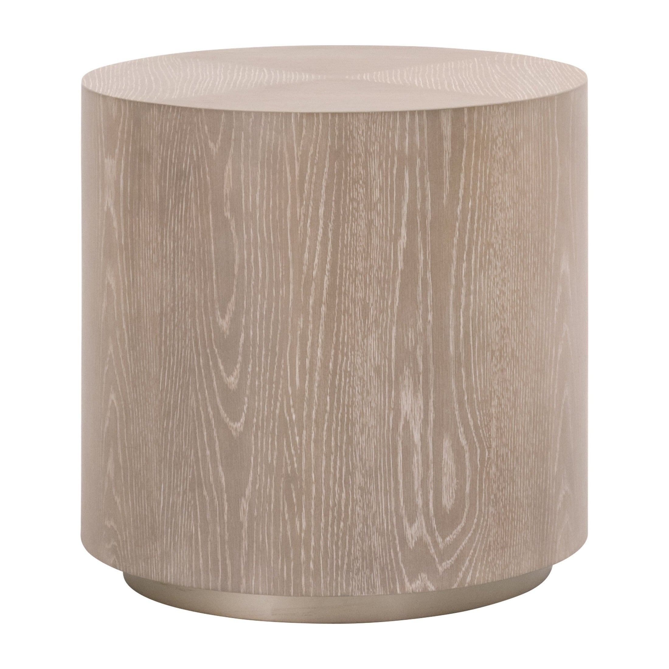 Roto Large End Table with natural gray oak veneer and round silhouette by Essentials for Living