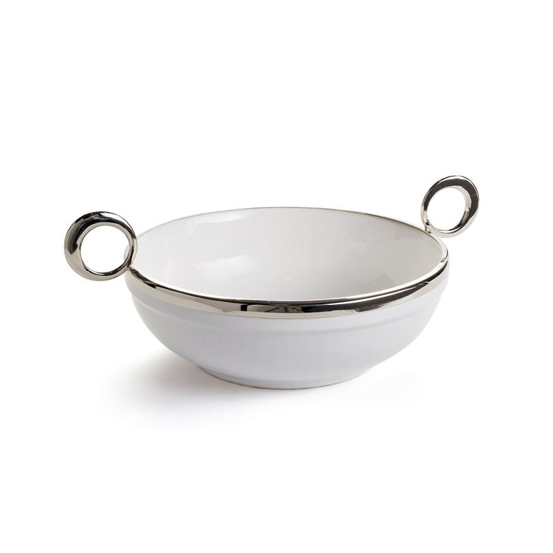 Ruby Ceramic Bowl in white and silver with modern decorative design