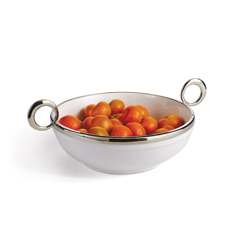 Ruby Ceramic Bowl in white and silver with modern decorative design