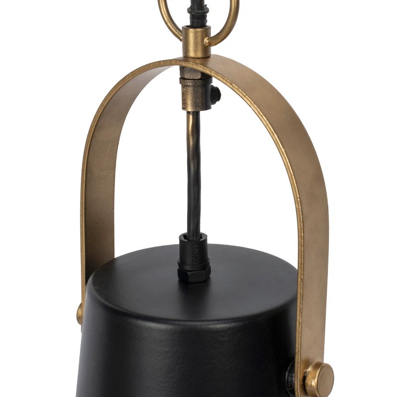 Ryan Pendant light in black nickel finish – sleek elongated iron pendant with polished surface and adjustable cord, perfect for modern kitchens or dining areas.