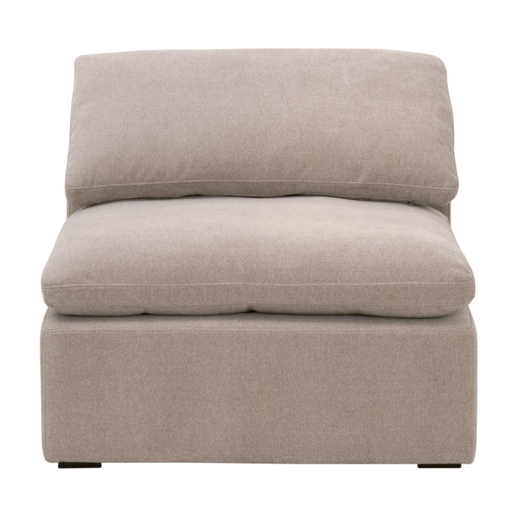 Essentials For Living Sky Modular Armless Chair with plush cushions and durable neutral fabric upholstery